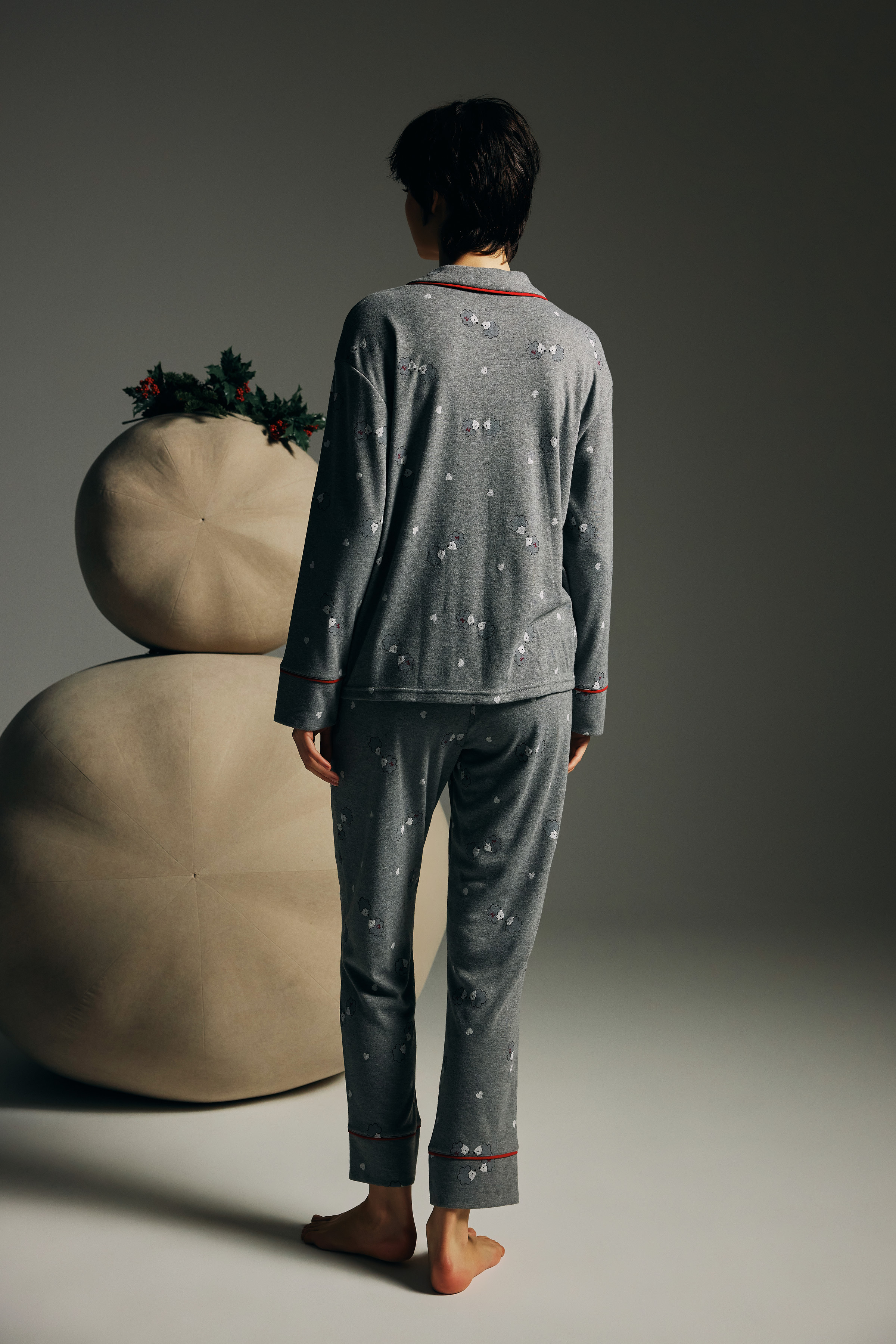 Kadın Pamuklu Uzun Kollu Gömlek Pijama Takımı