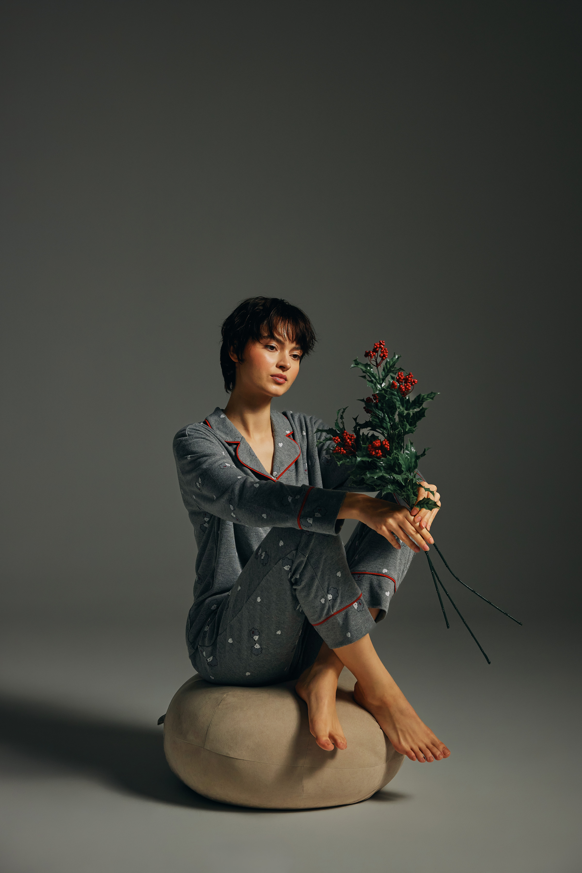 Kadın Pamuklu Uzun Kollu Gömlek Pijama Takımı