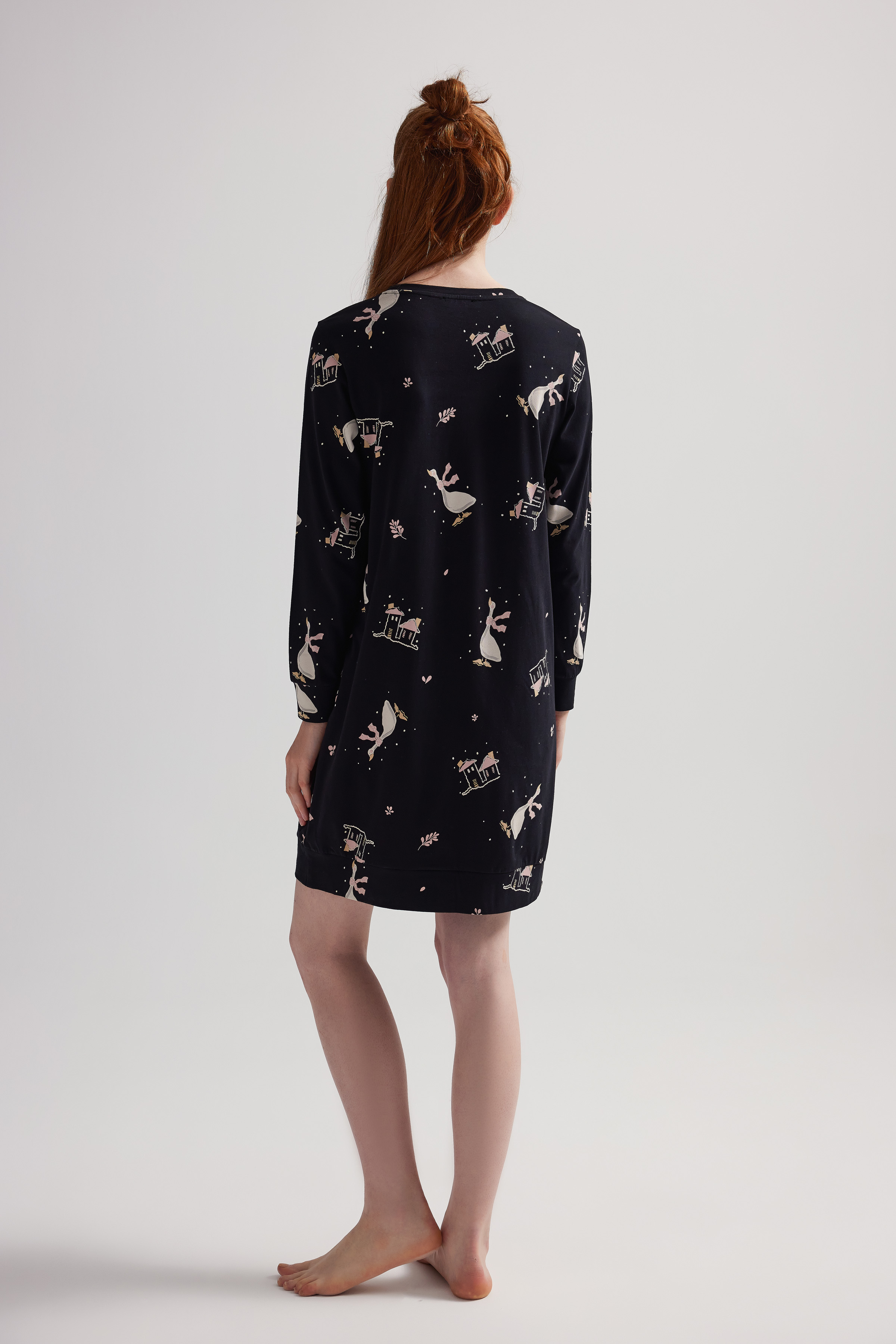 Kadın Pamuklu Uzun Kollu Gecelik