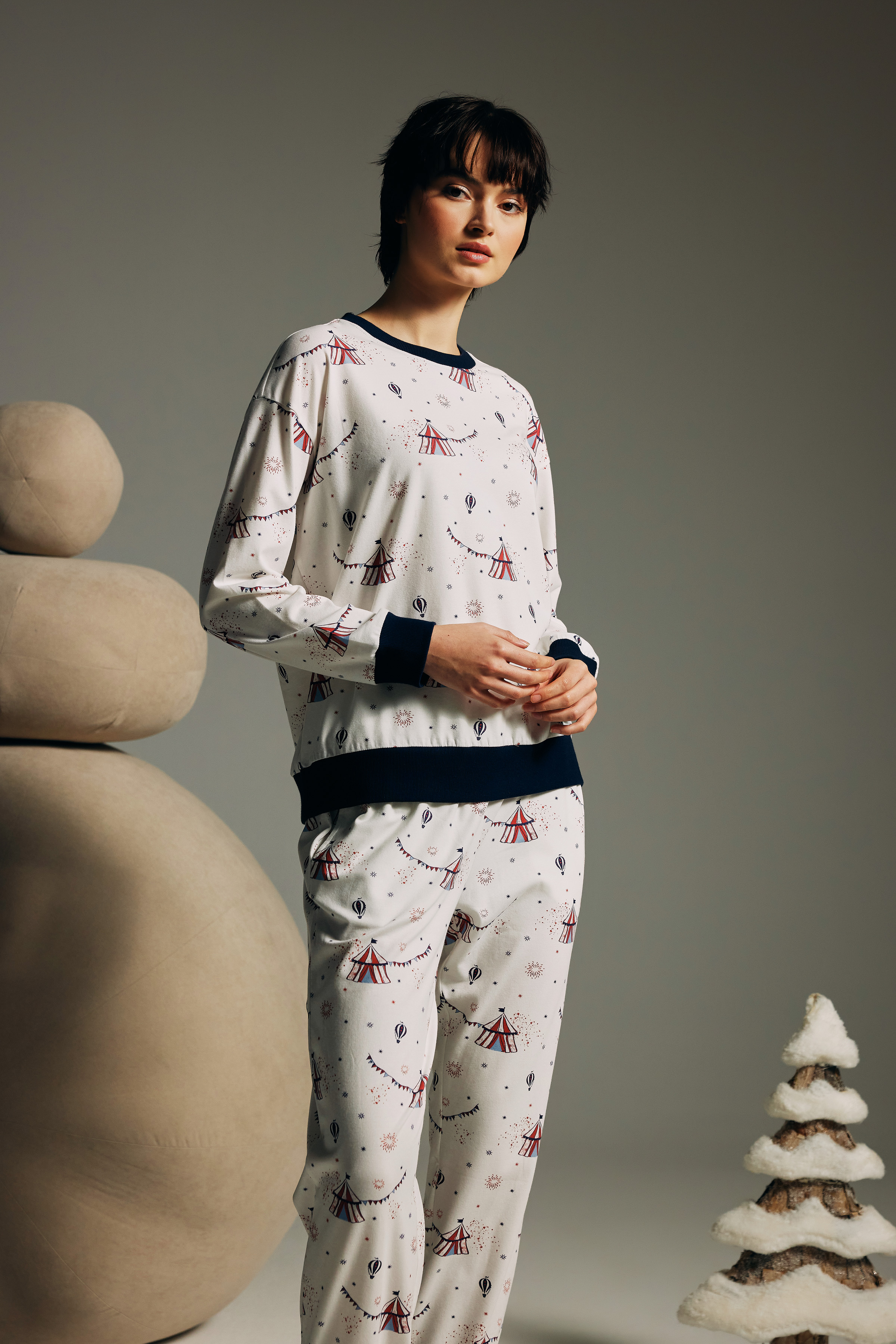 Kadın Pamuklu Uzun Kollu Pijama Takımı