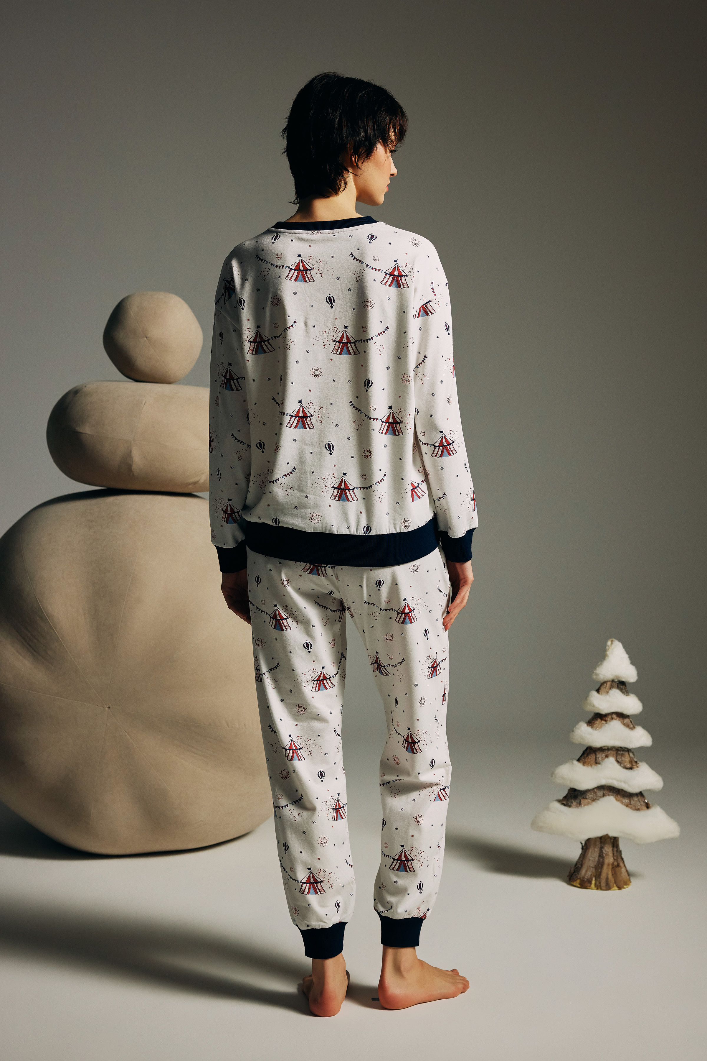 Kadın Pamuklu Uzun Kollu Pijama Takımı