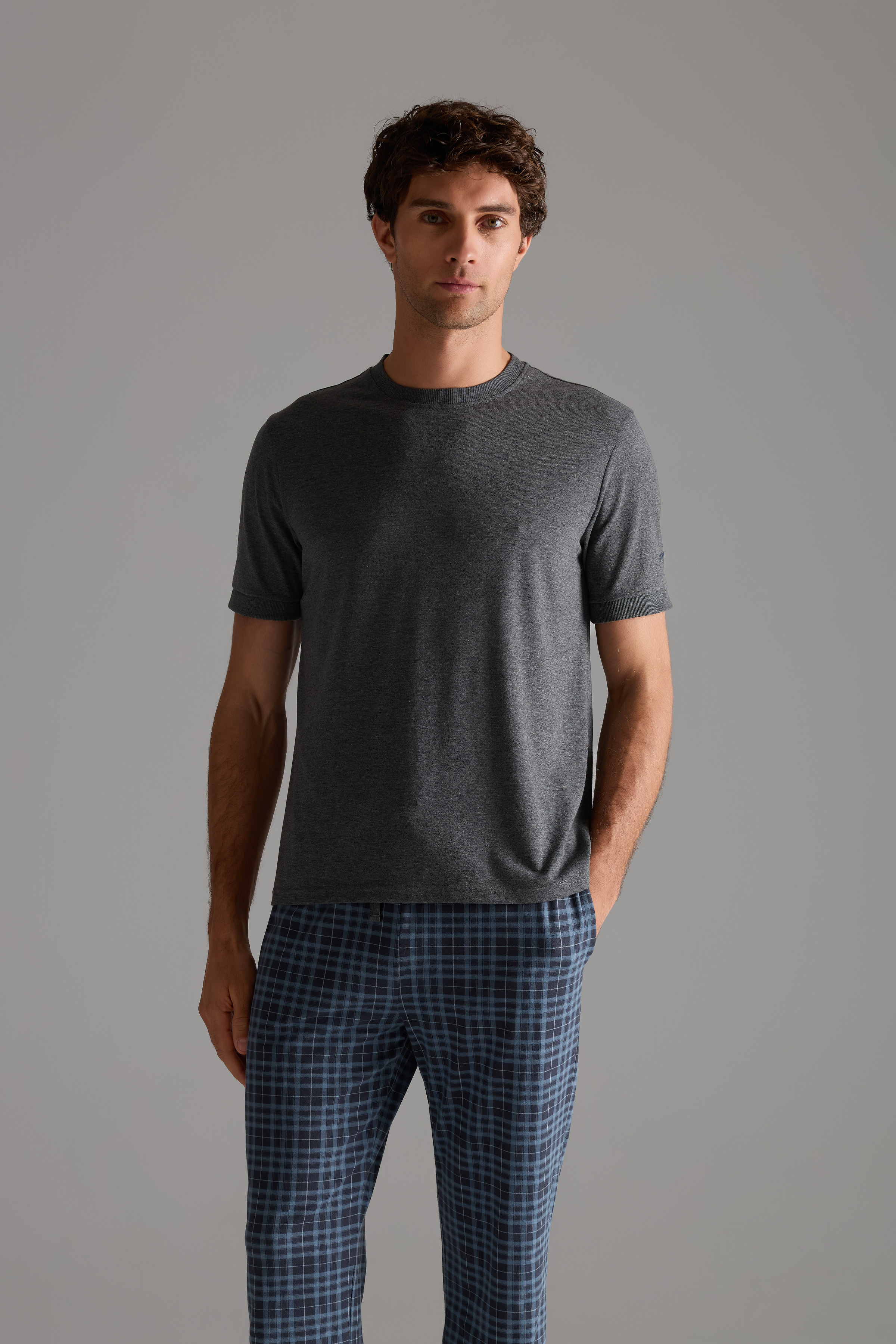 Erkek Pamuklu Kısa Kollu Pijama Üstü