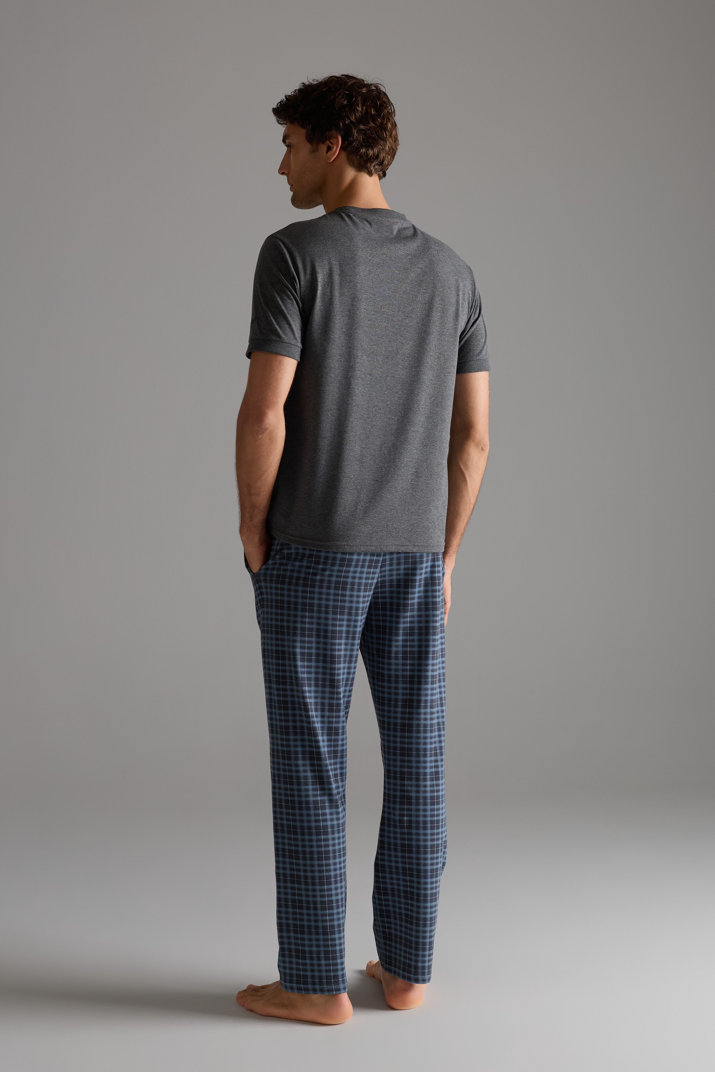 Erkek Pamuklu Kısa Kollu Pijama Üstü