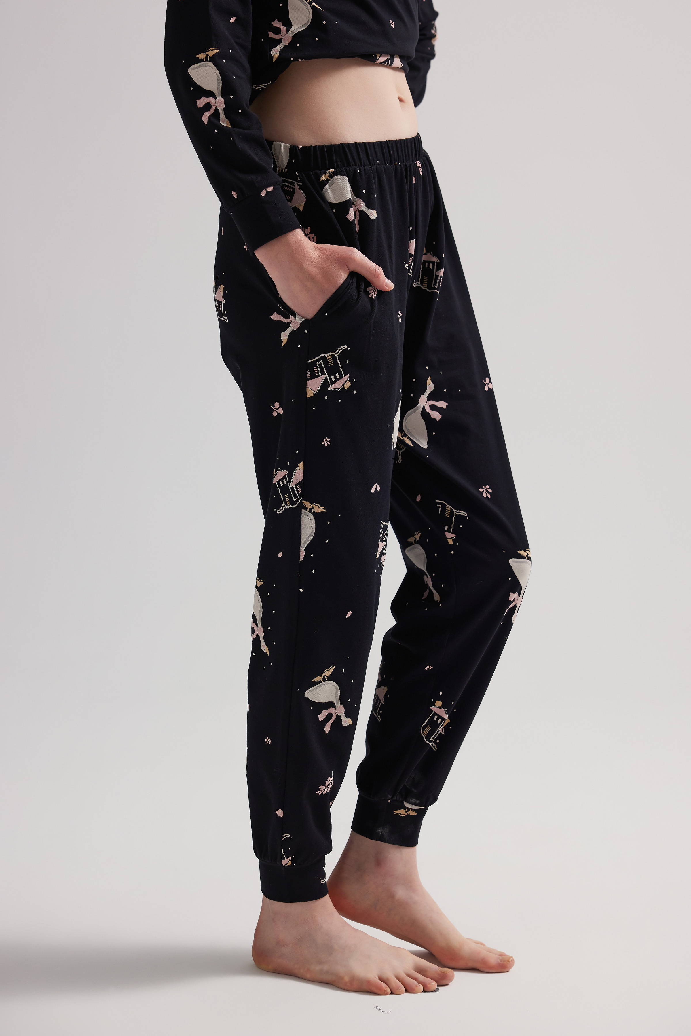 Kadın Pamuklu Cepli Uzun Pijama Altı