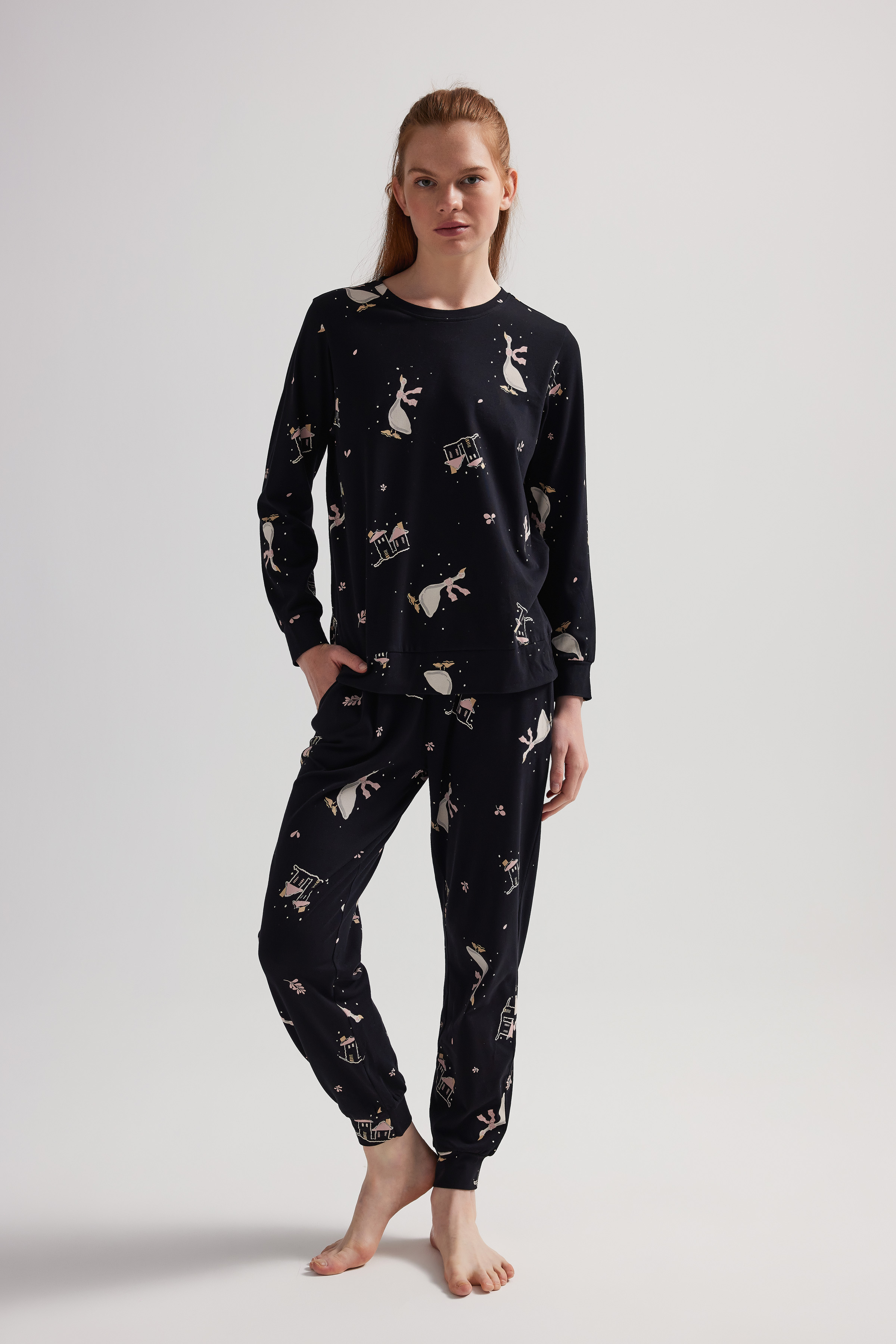 Kadın Pamuklu Cepli Uzun Pijama Altı