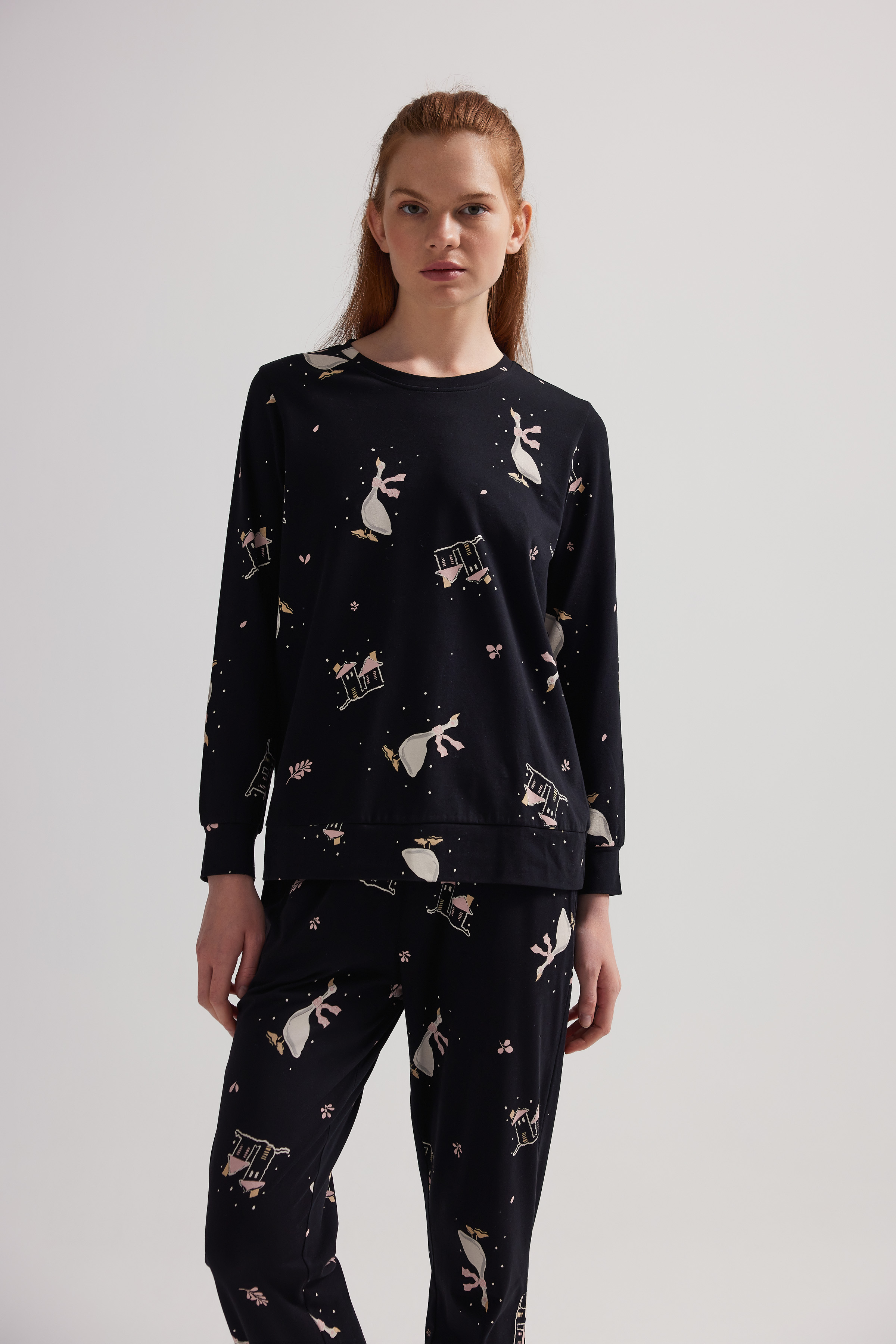 Kadın Pamuklu Uzun Kollu Pijama Takımı