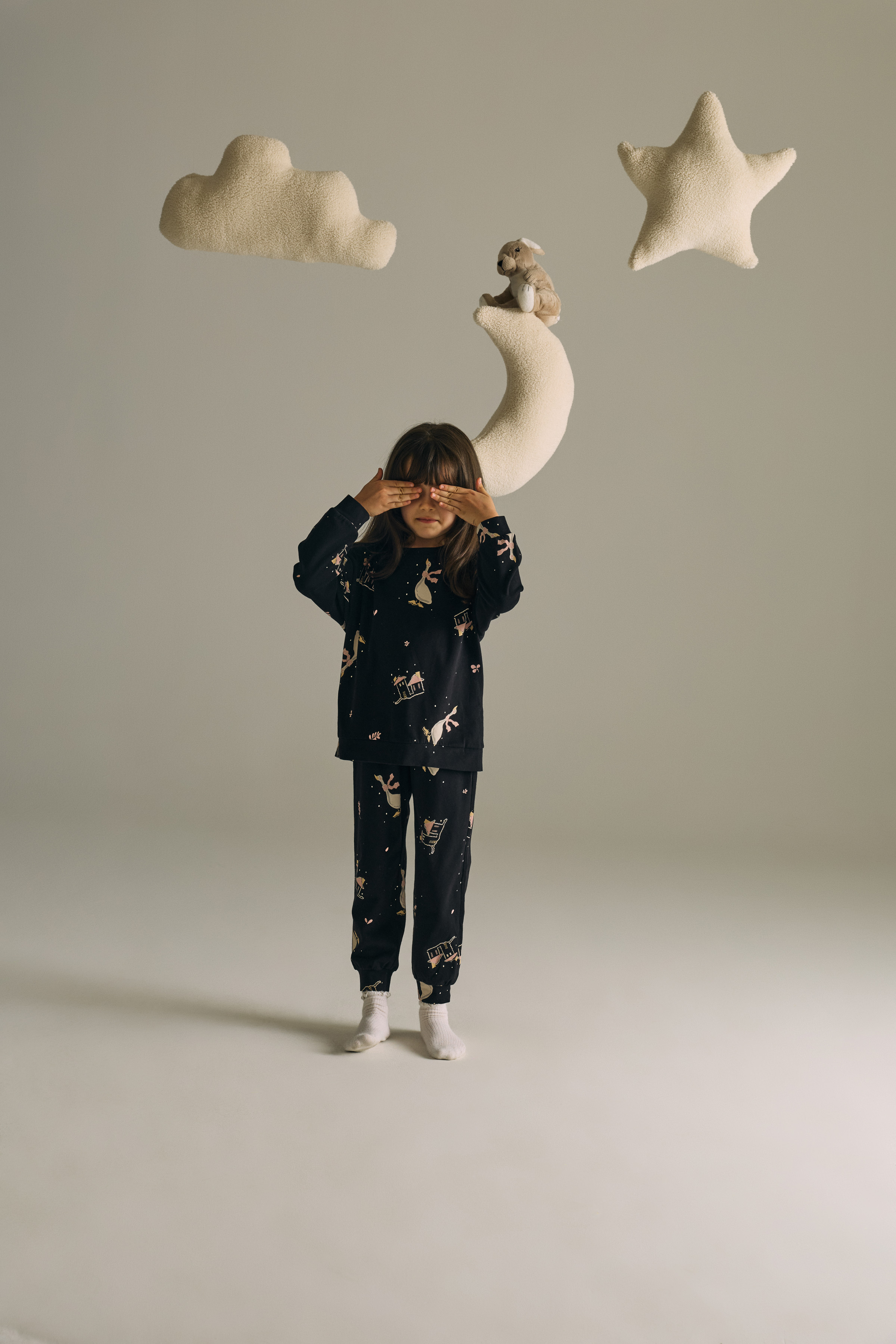 Kız Çocuk Pamuklu Uzun Kollu Pijama Takımı