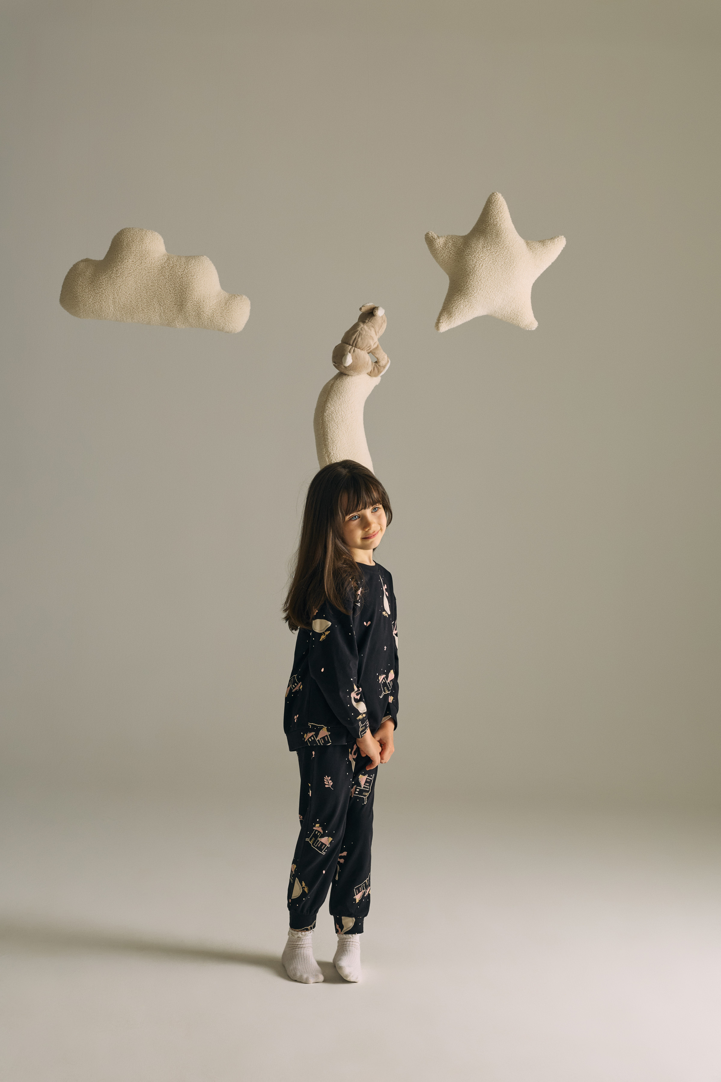 Kız Çocuk Pamuklu Uzun Kollu Pijama Takımı