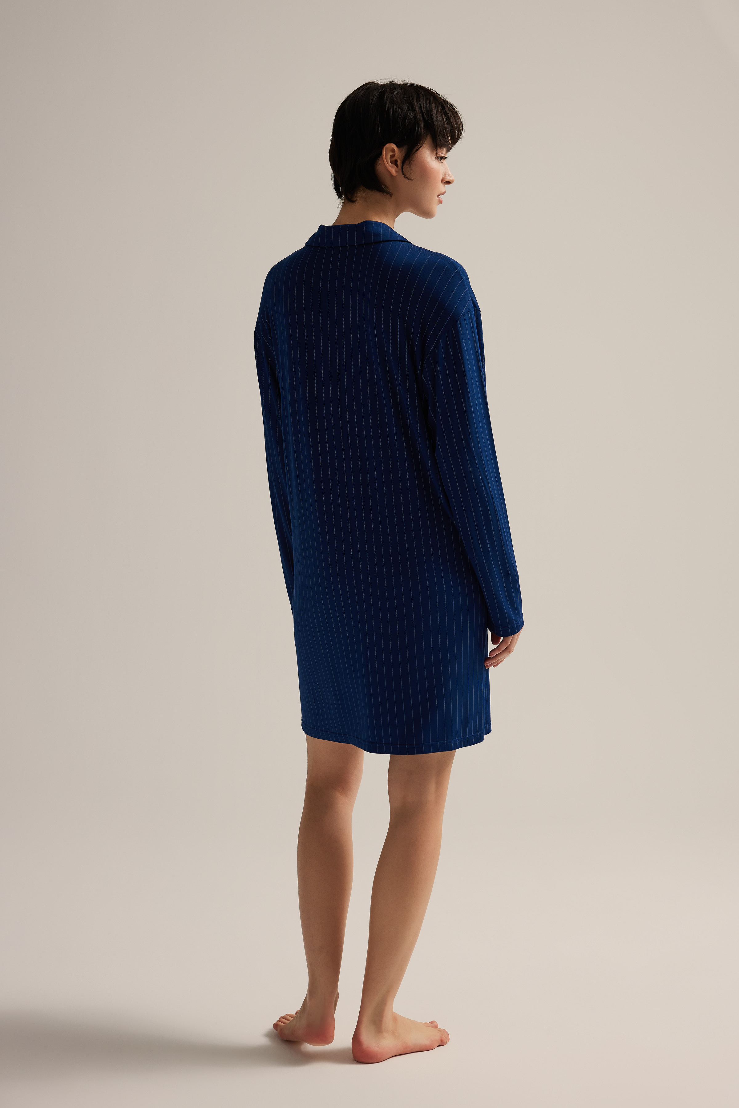 Kadın Viskon Uzun Kollu Gömlek Gecelik