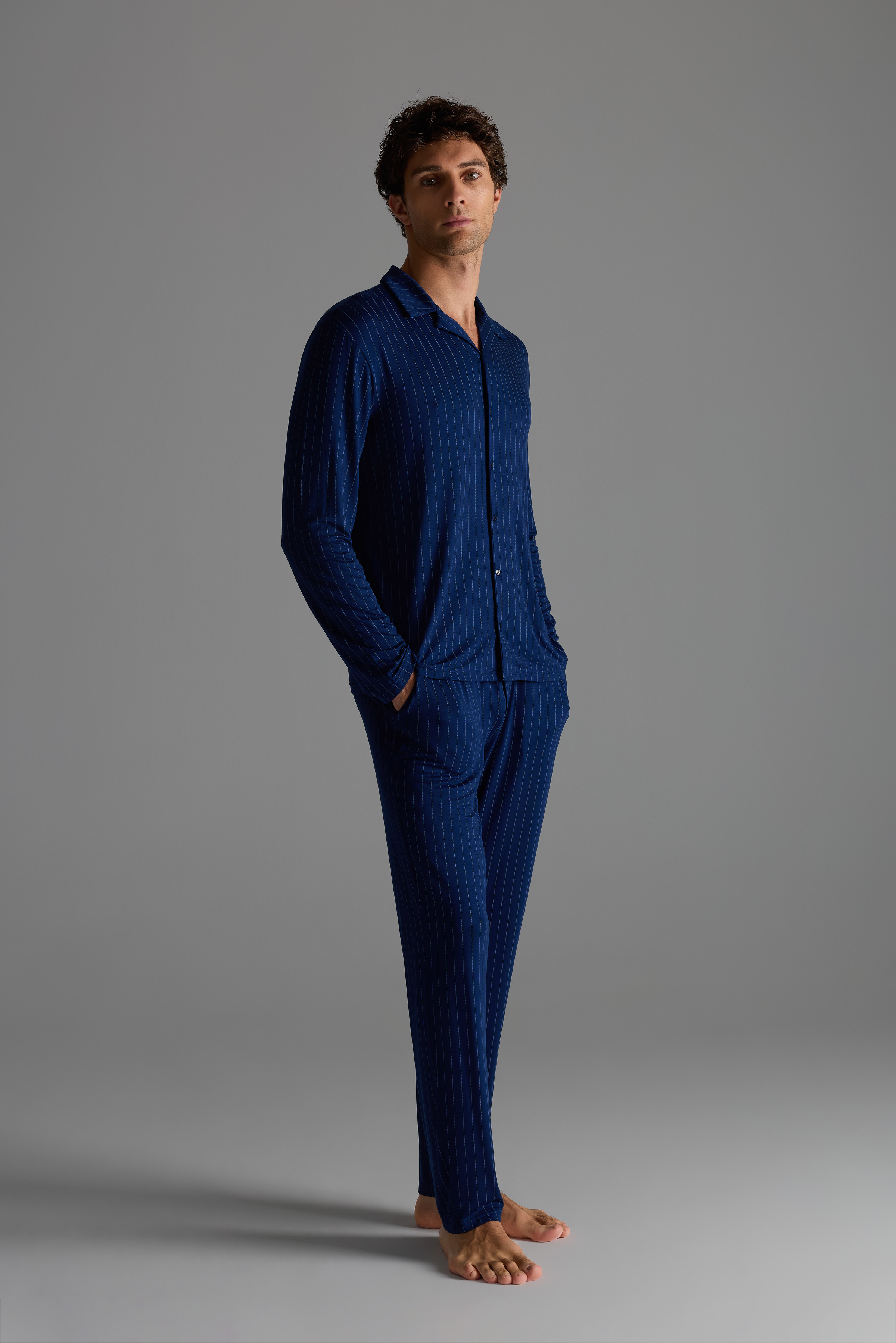 Erkek Viskon Cepli Uzun Pijama Altı