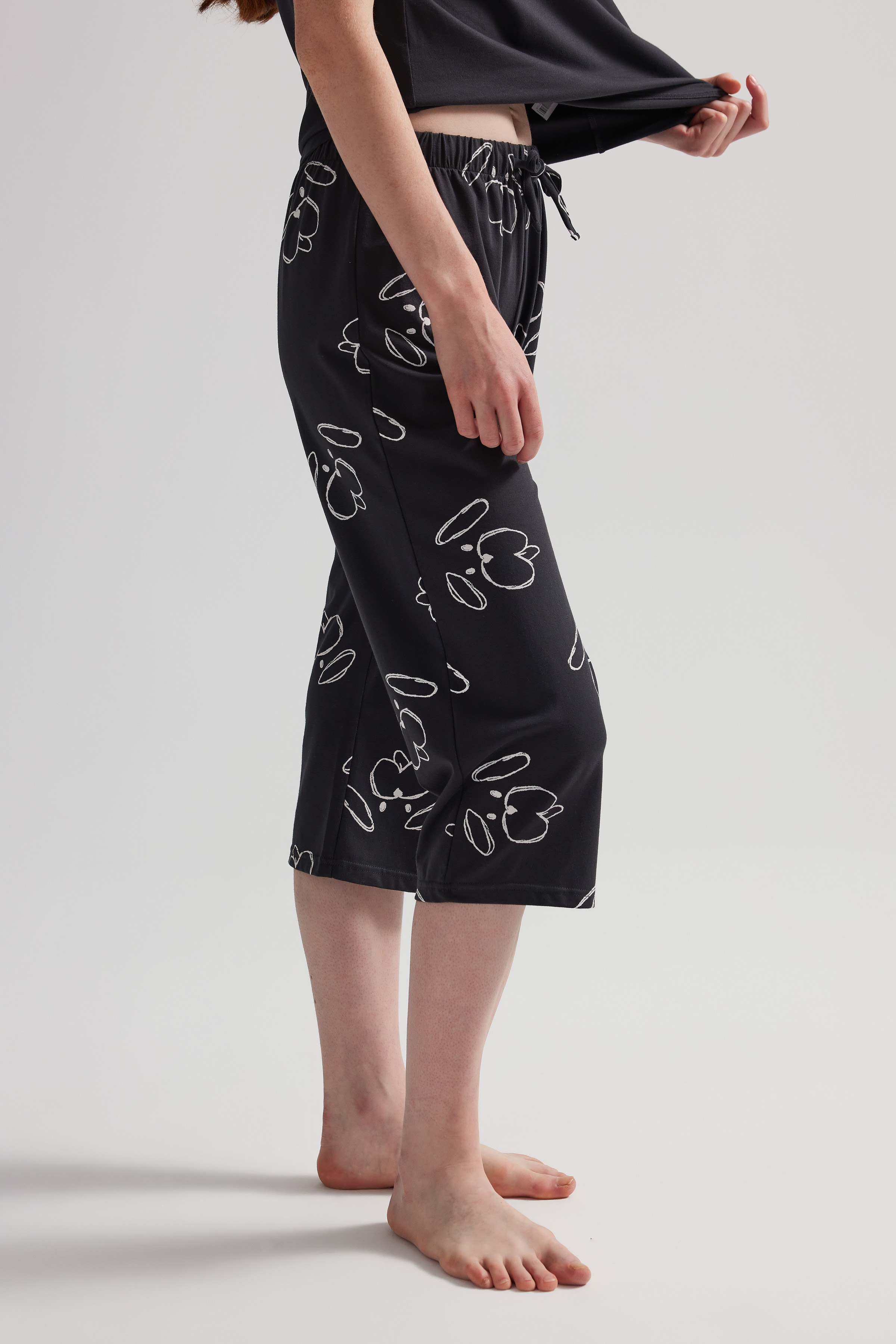 Kadın Pamuklu Kapri Pijama Altı