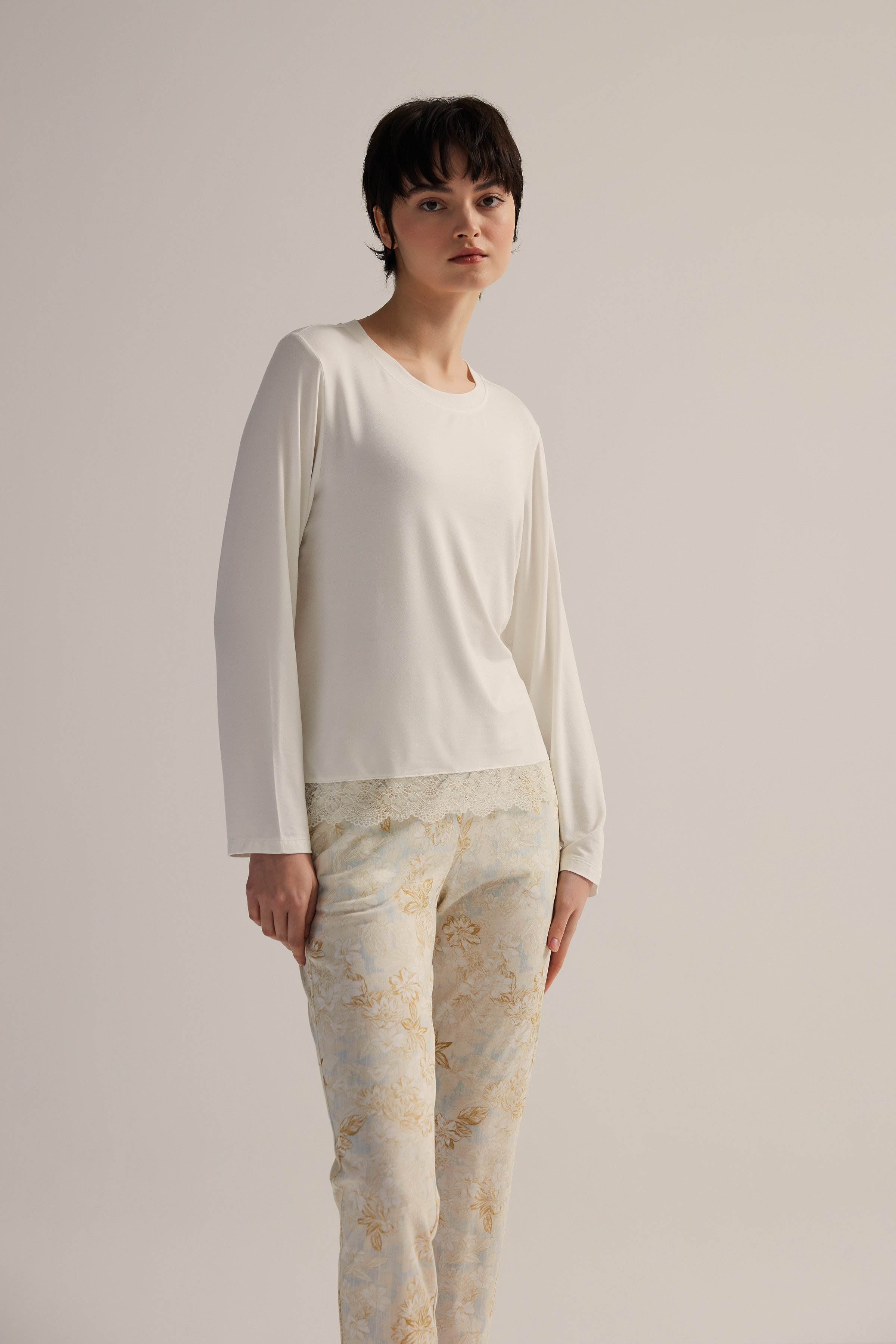 Kadın Viskon Uzun Kollu Pijama Takımı