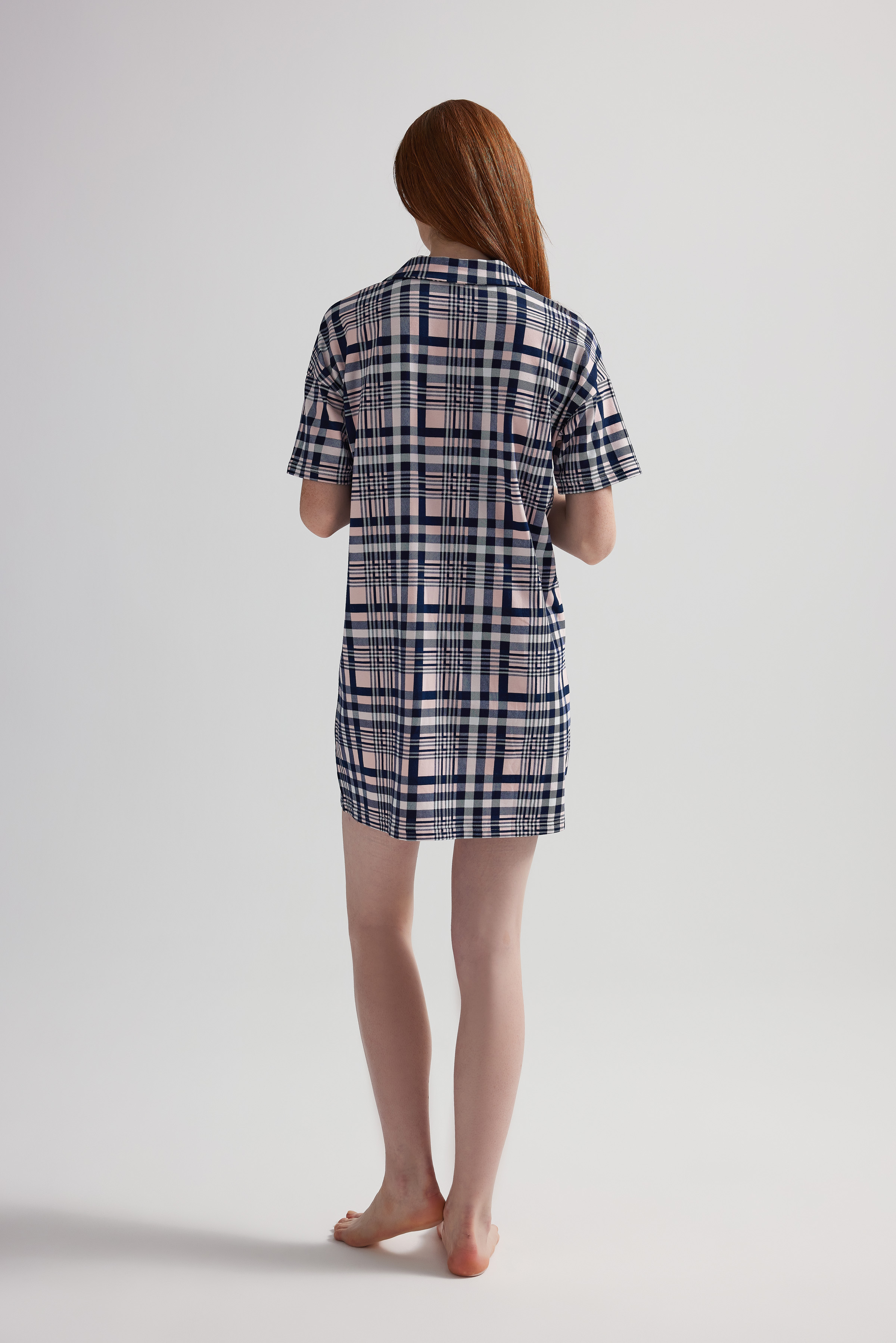 Kadın Pamuklu Kısa Kollu Şal Yaka Gecelik