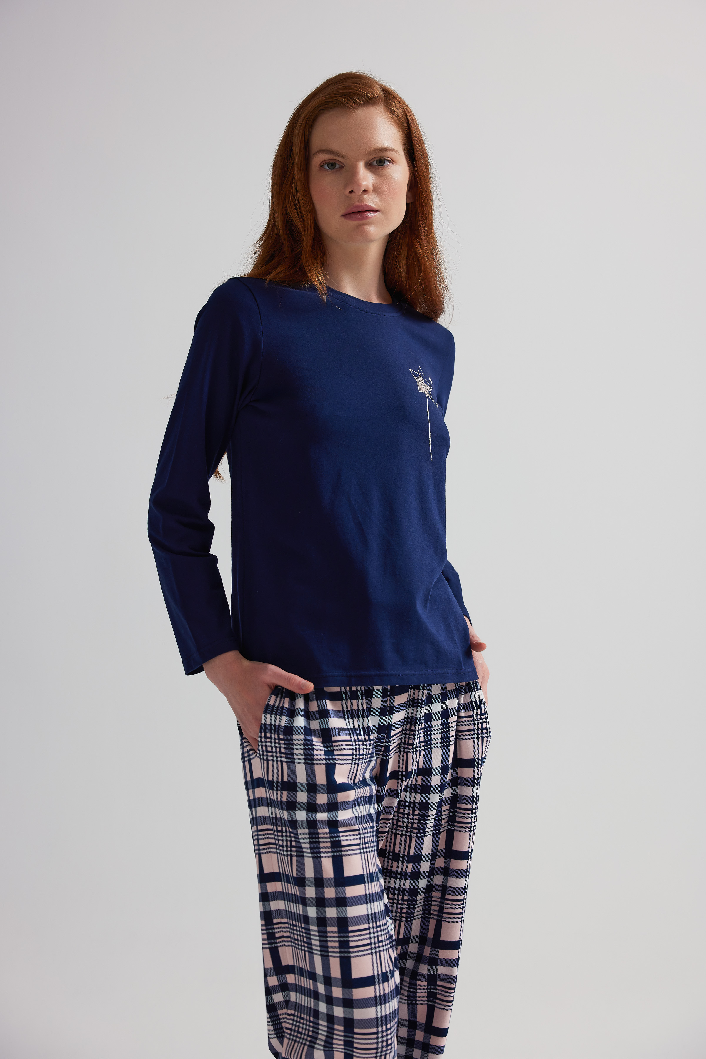 Kadın Pamuklu Uzun Kollu Pijama Takımı