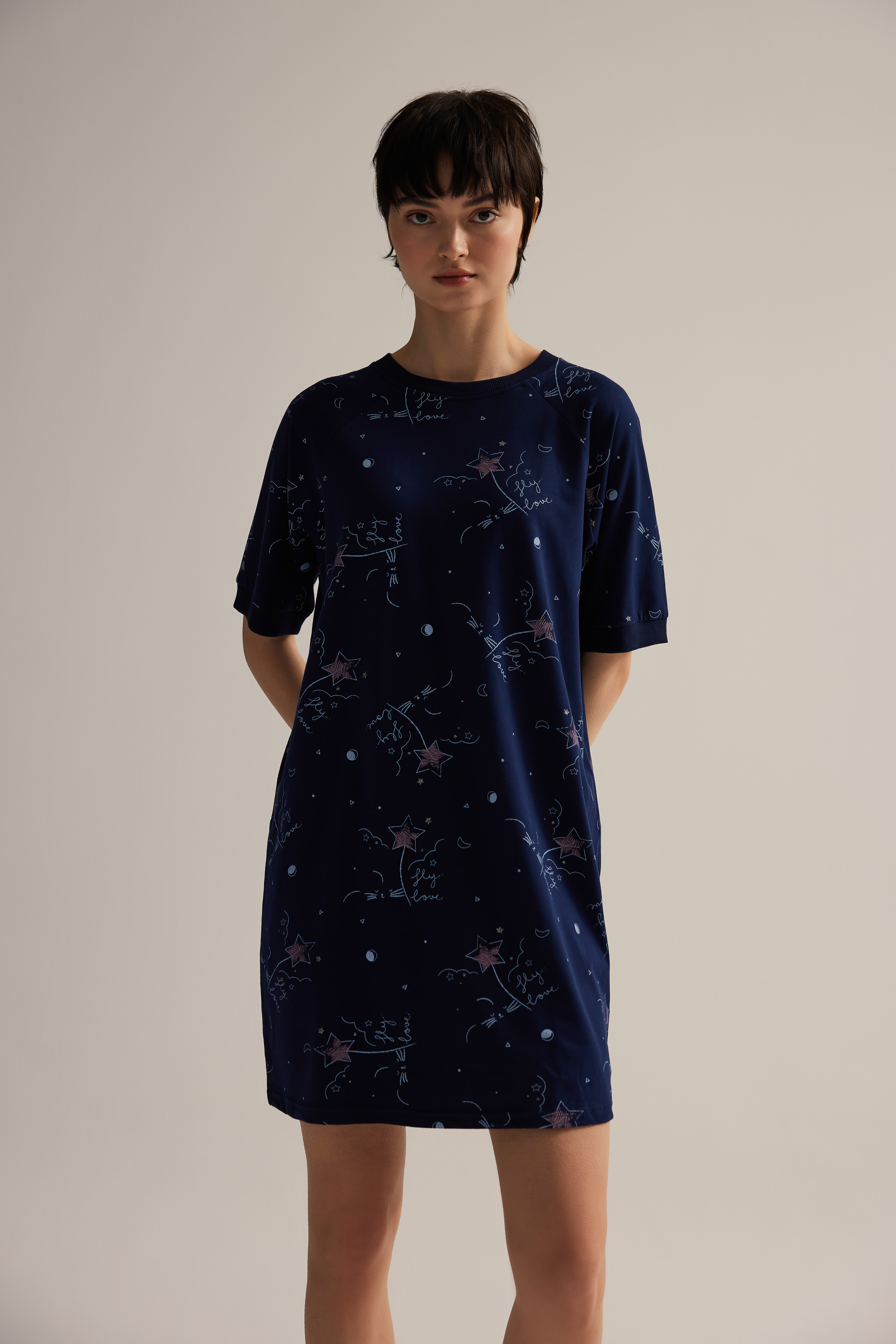 Kadın Pamuklu Kısa Kollu Gecelik