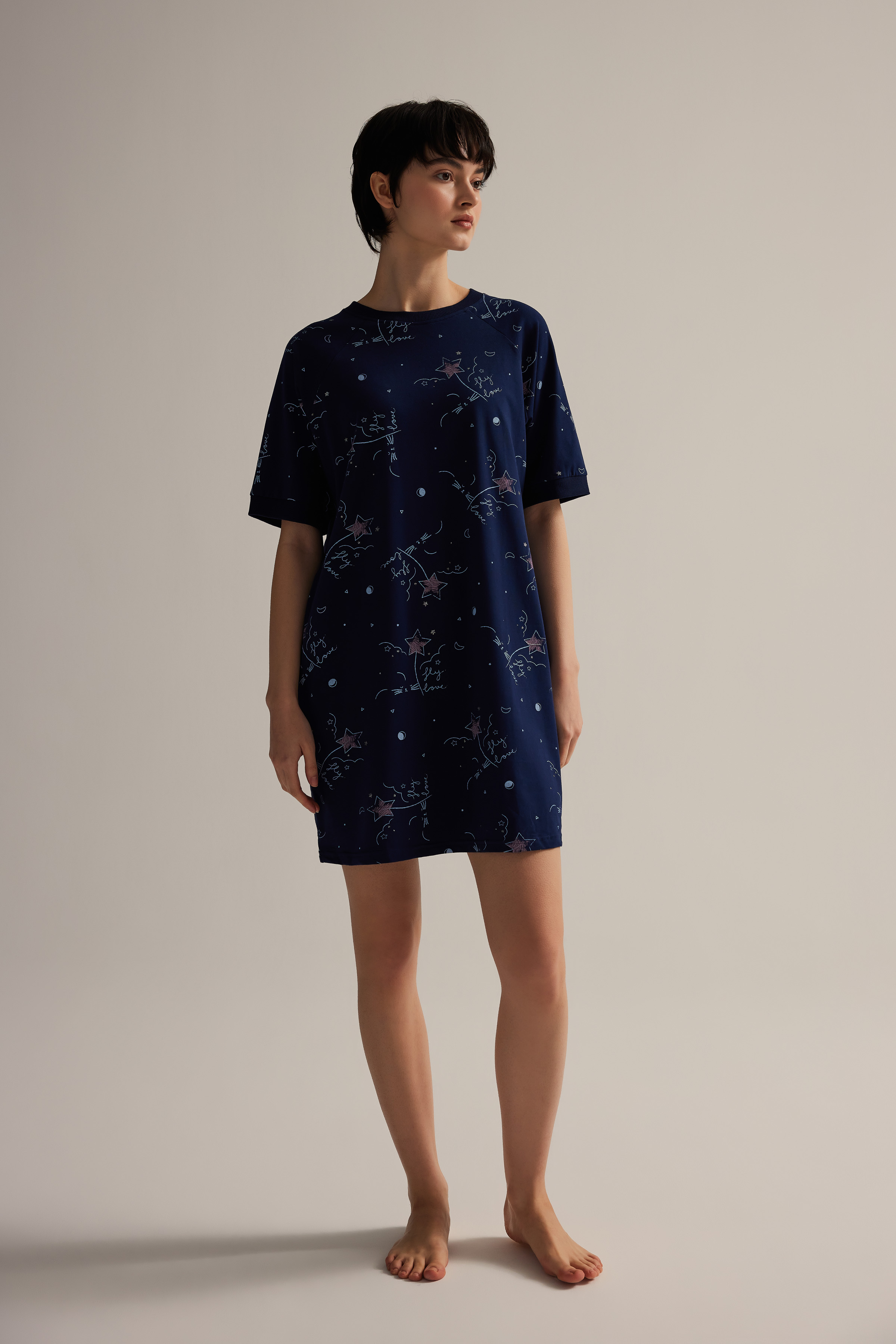 Kadın Pamuklu Kısa Kollu Gecelik