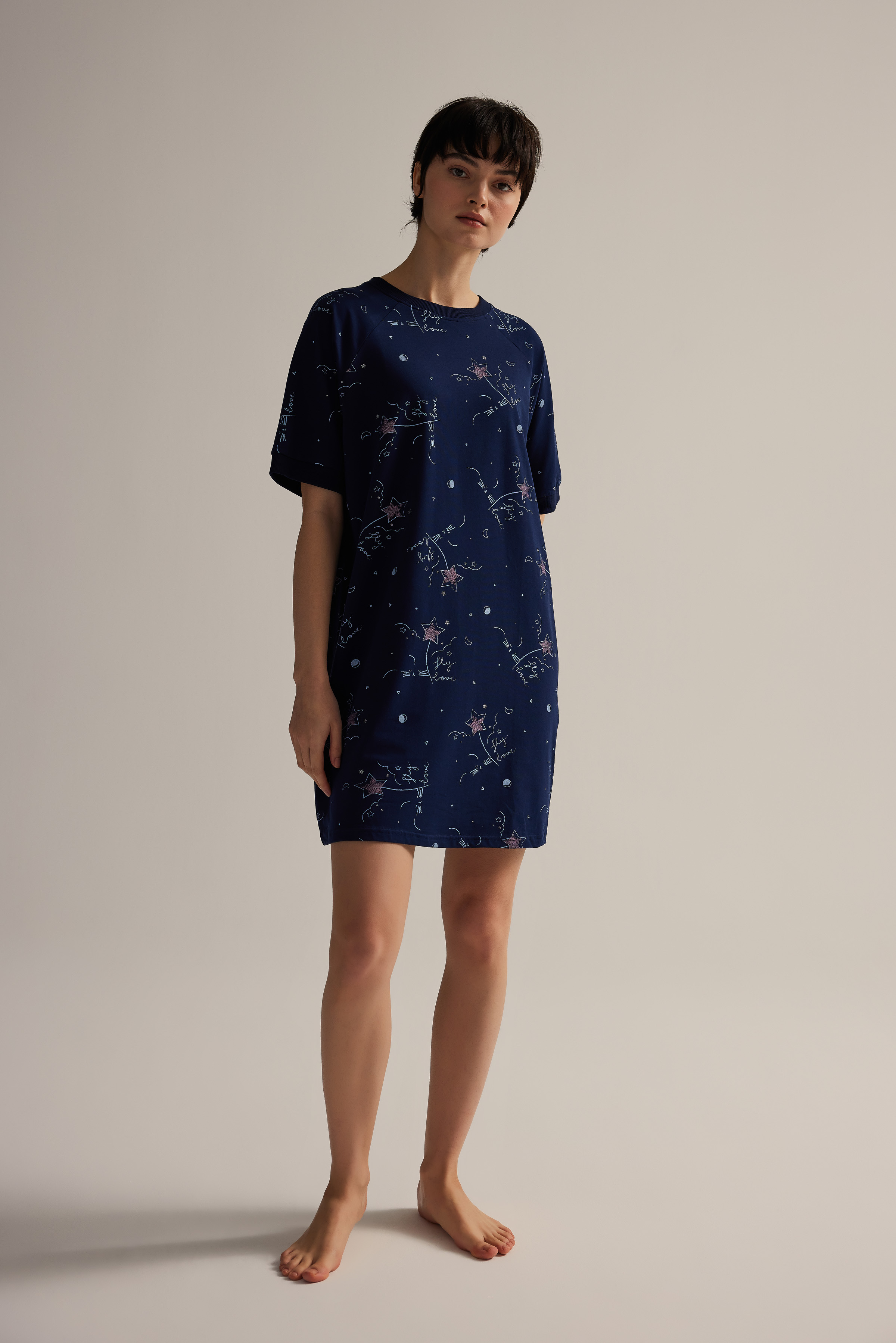 Kadın Pamuklu Kısa Kollu Gecelik