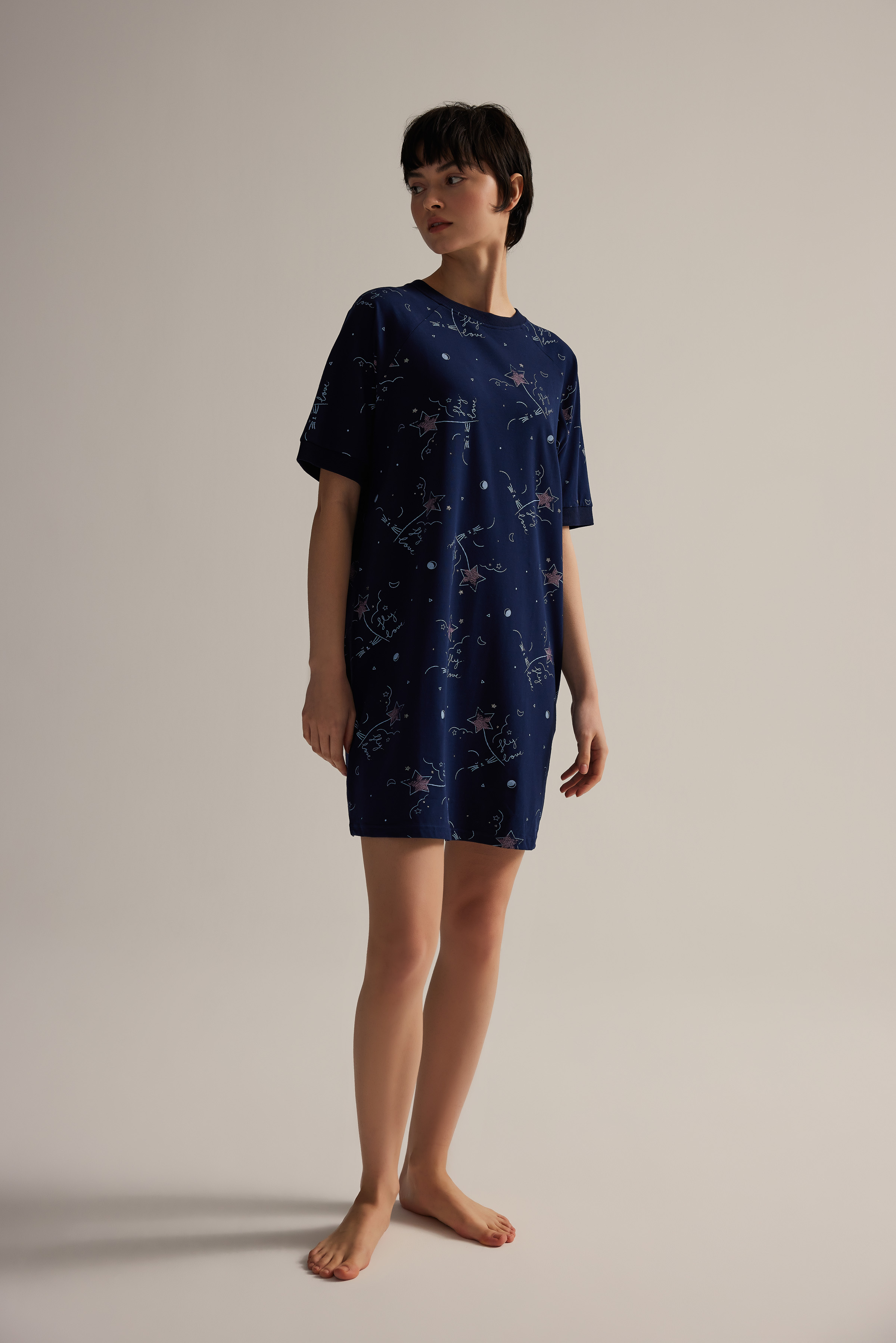 Kadın Pamuklu Kısa Kollu Gecelik