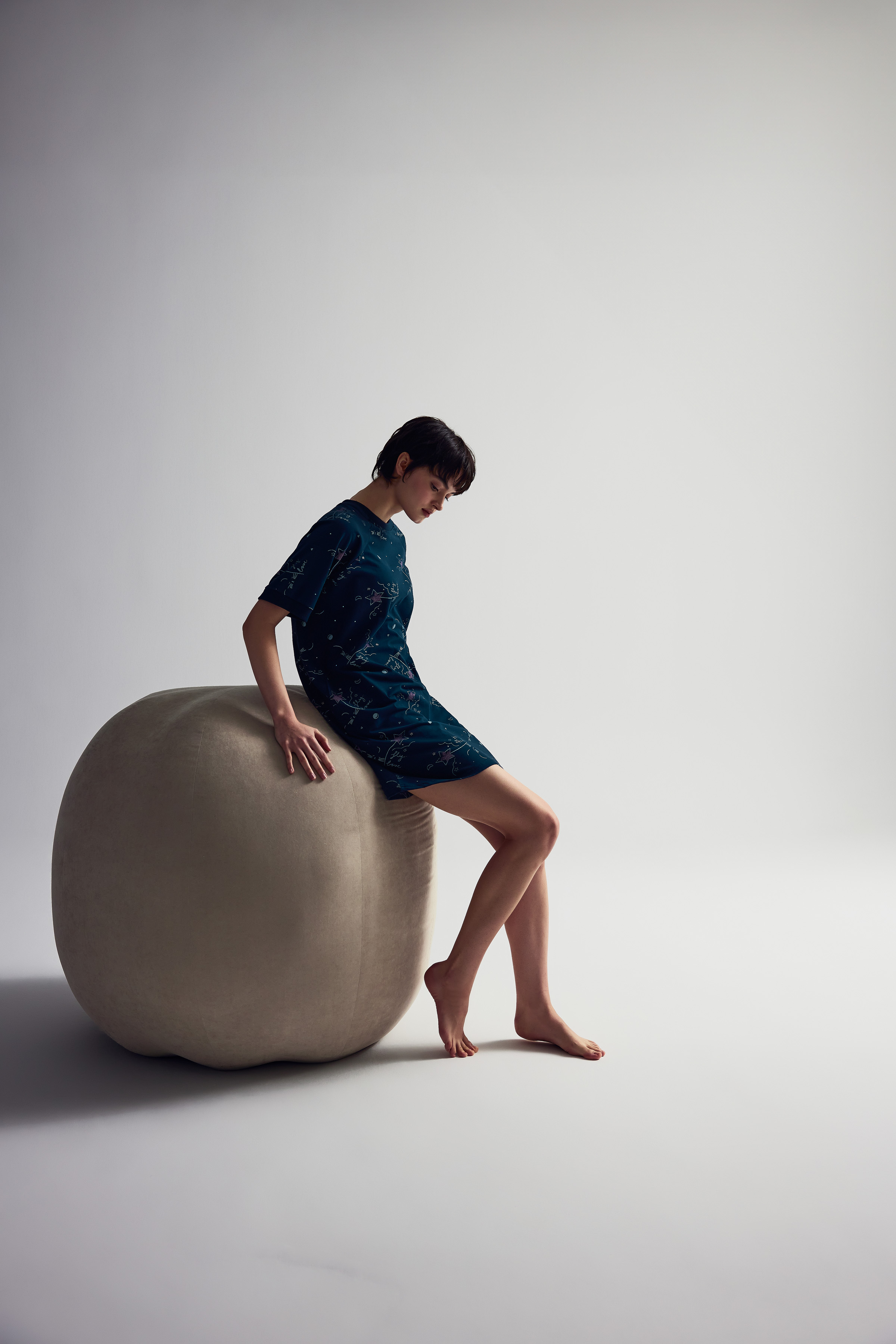 Kadın Pamuklu Kısa Kollu Gecelik