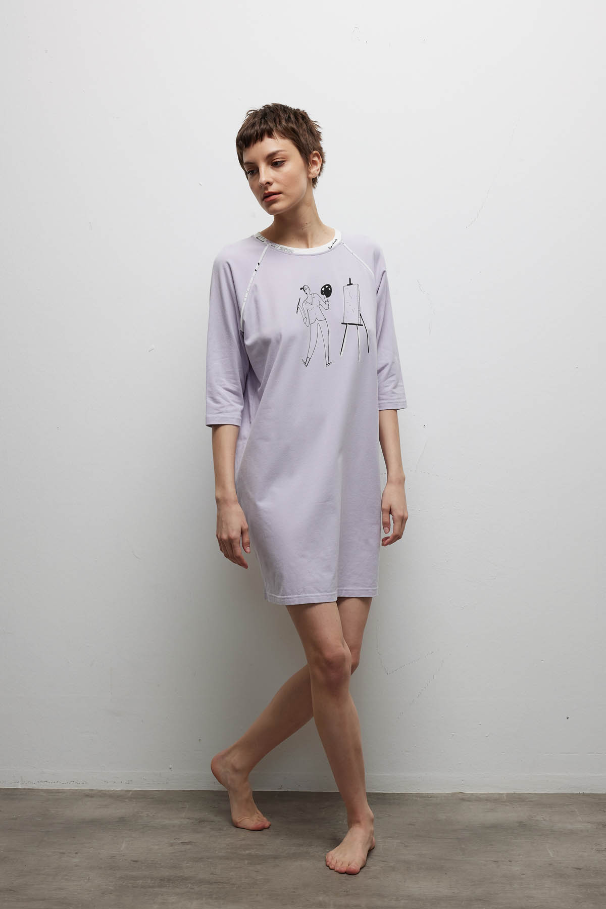 Kadın Pamuklu Uzun Kollu Gecelik