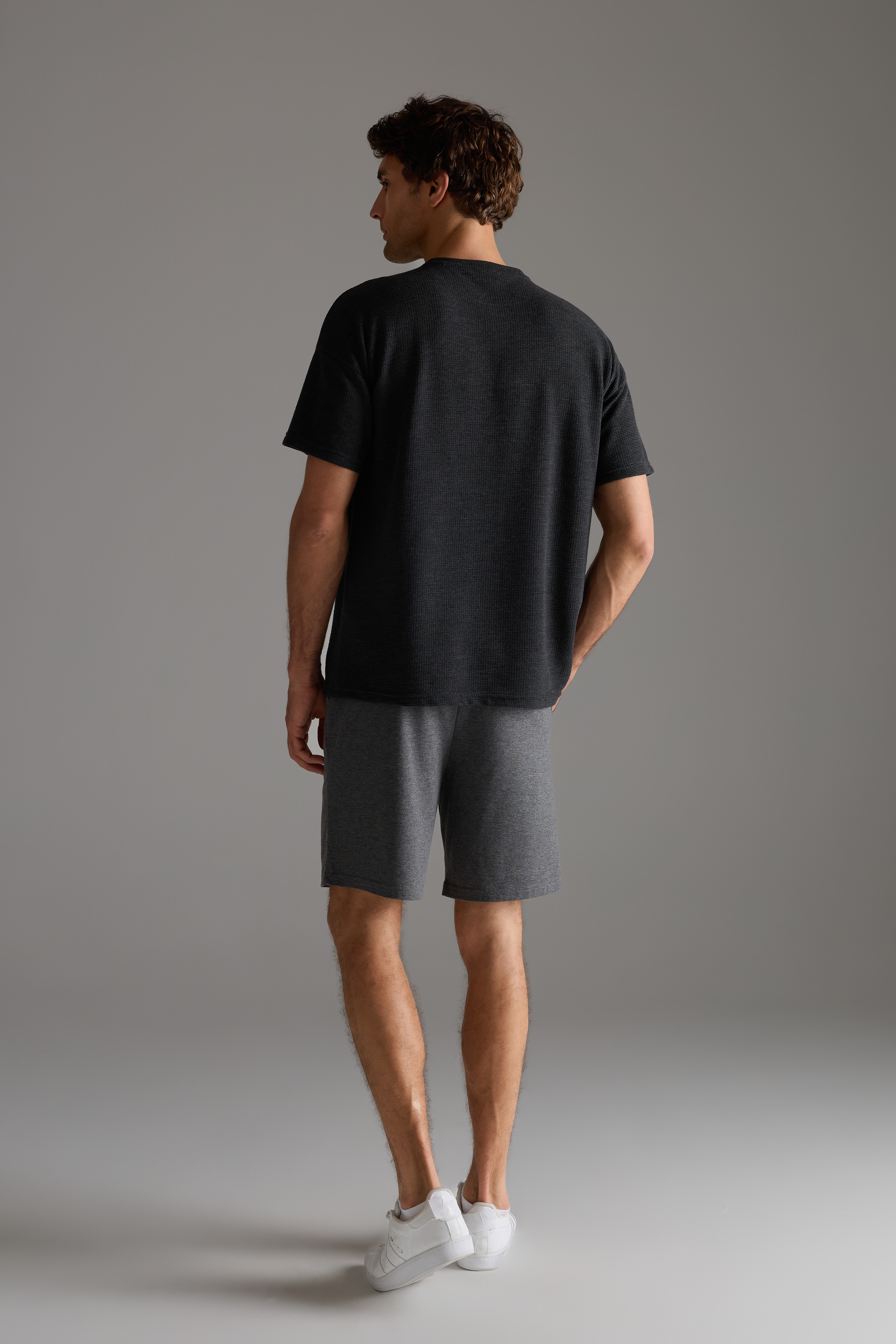 Erkek Petek Dokulu Pamuklu Şortlu Takım