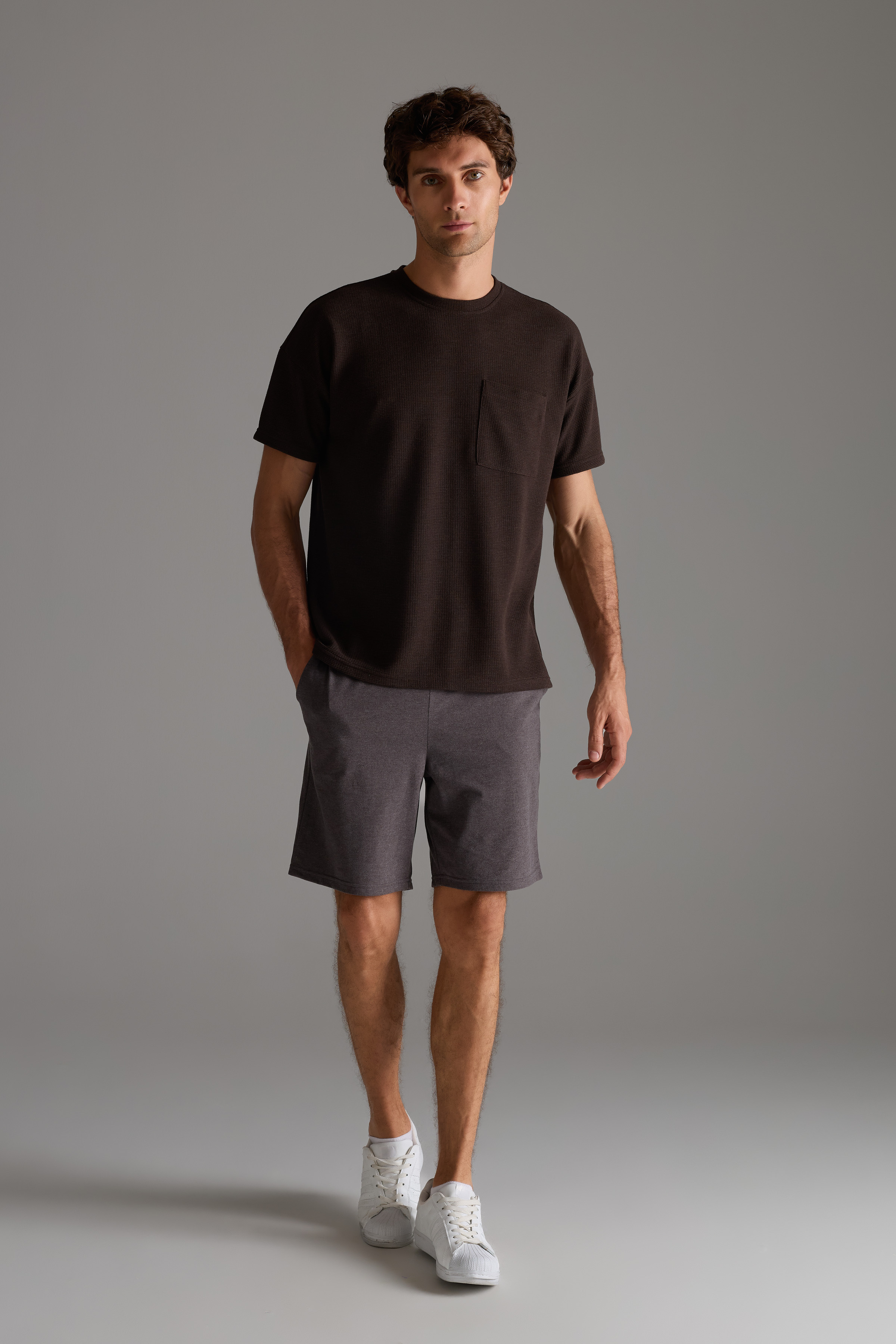 Erkek Petek Dokulu Pamuklu Kısa Kollu T-shirt