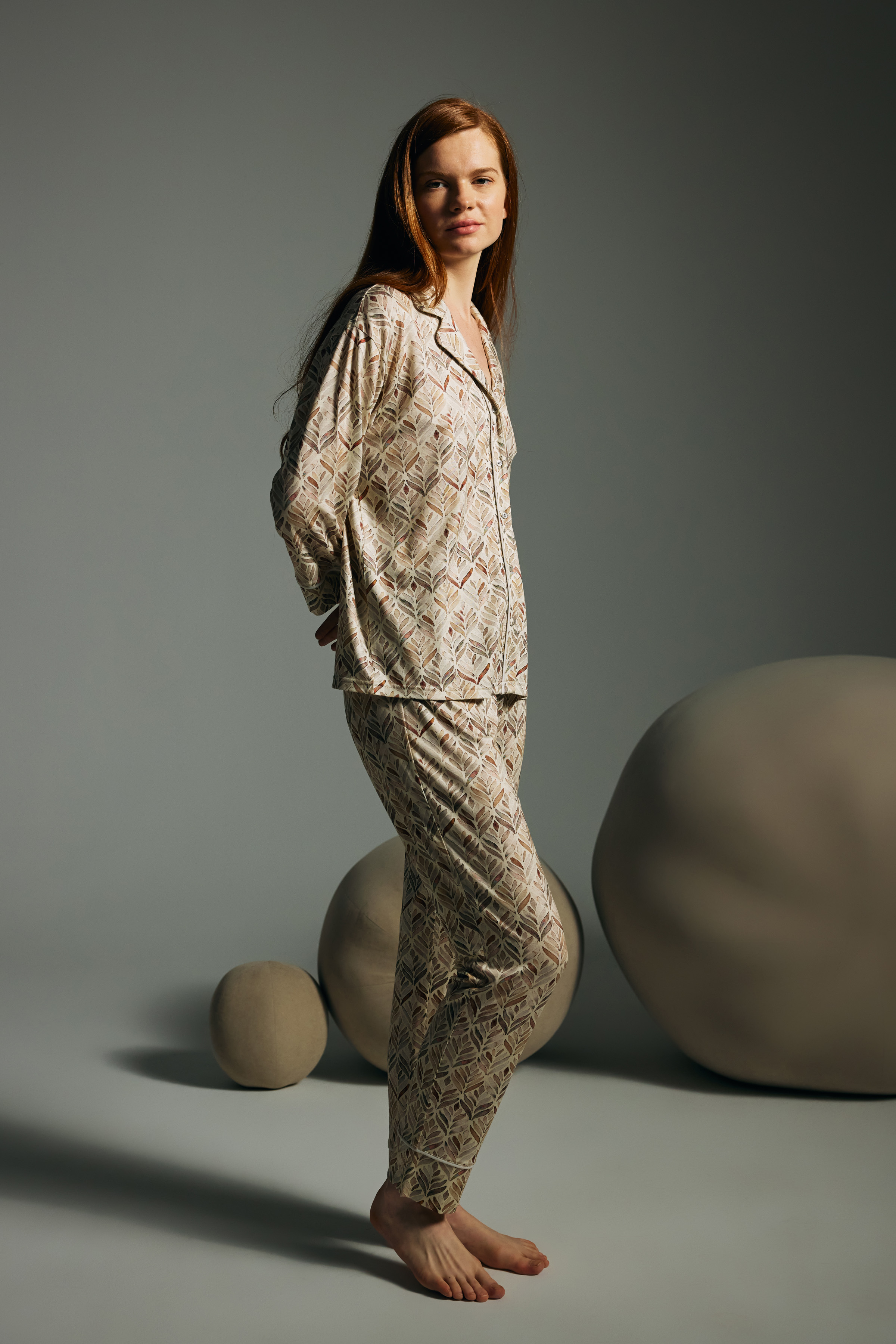 Kadın Viskon Uzun Kollu Gömlek Pijama Takımı