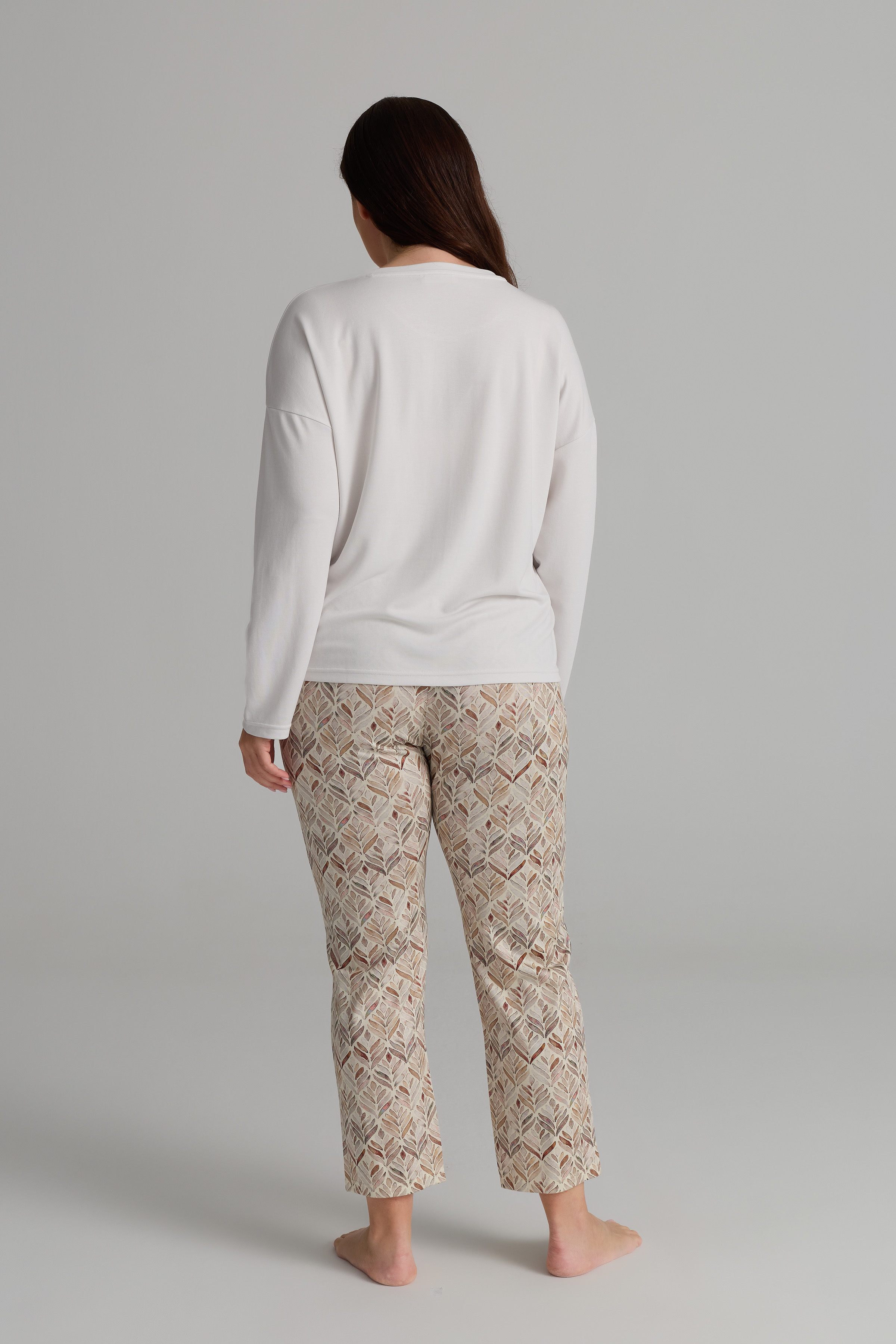 Kadın Plus Size Viskon Uzun Kollu Pijama Takımı