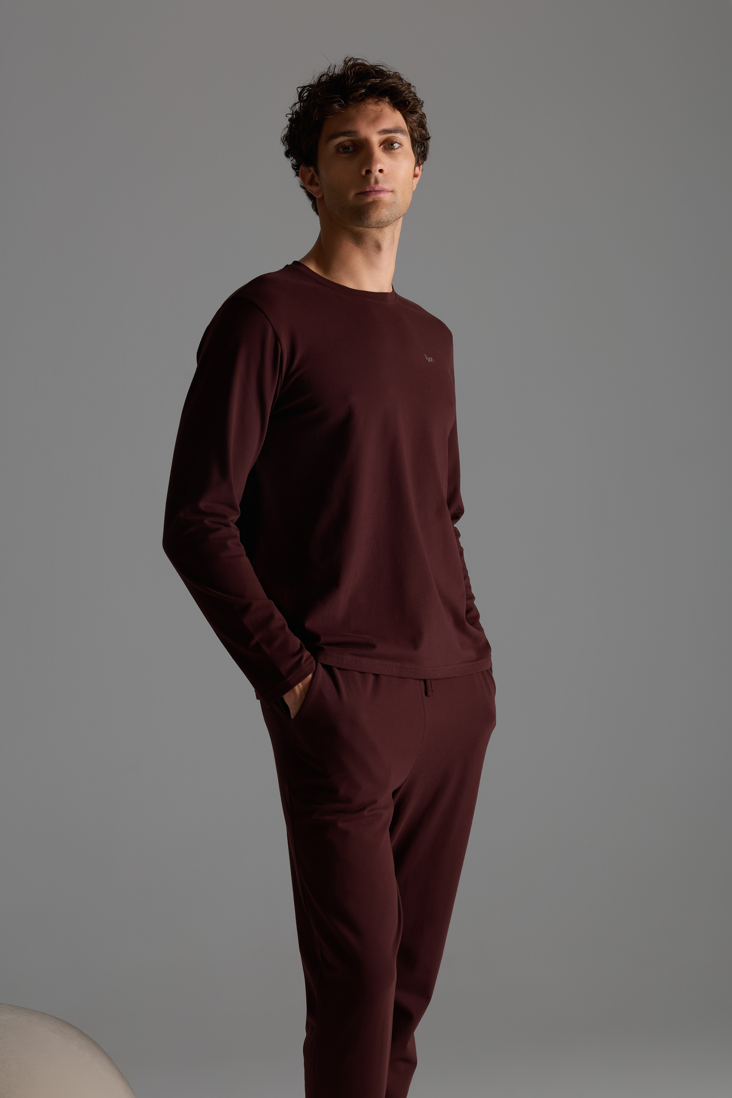 Erkek Pamuklu Uzun Kollu Pijama Üstü