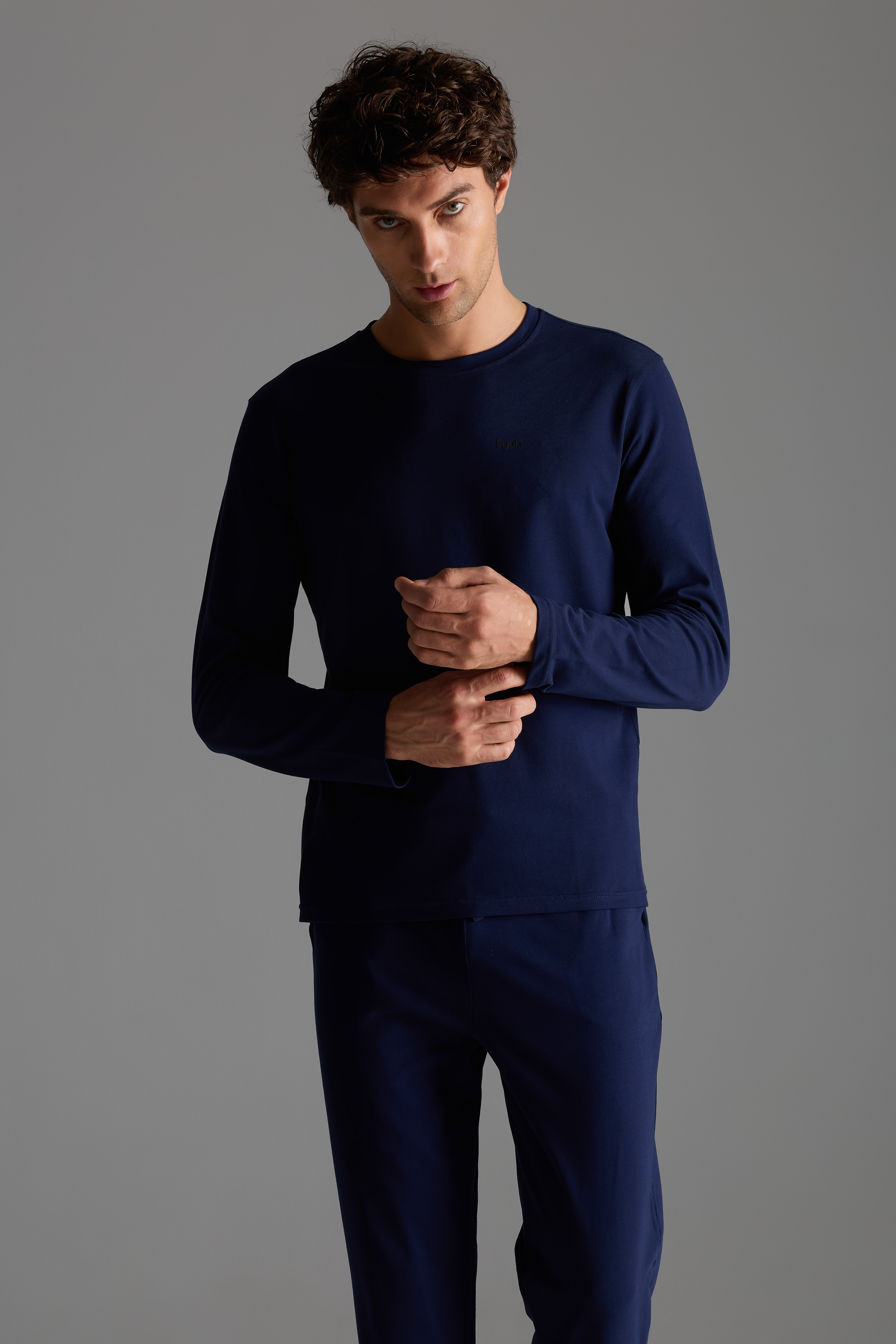 Erkek Pamuklu Uzun Kollu Pijama Üstü