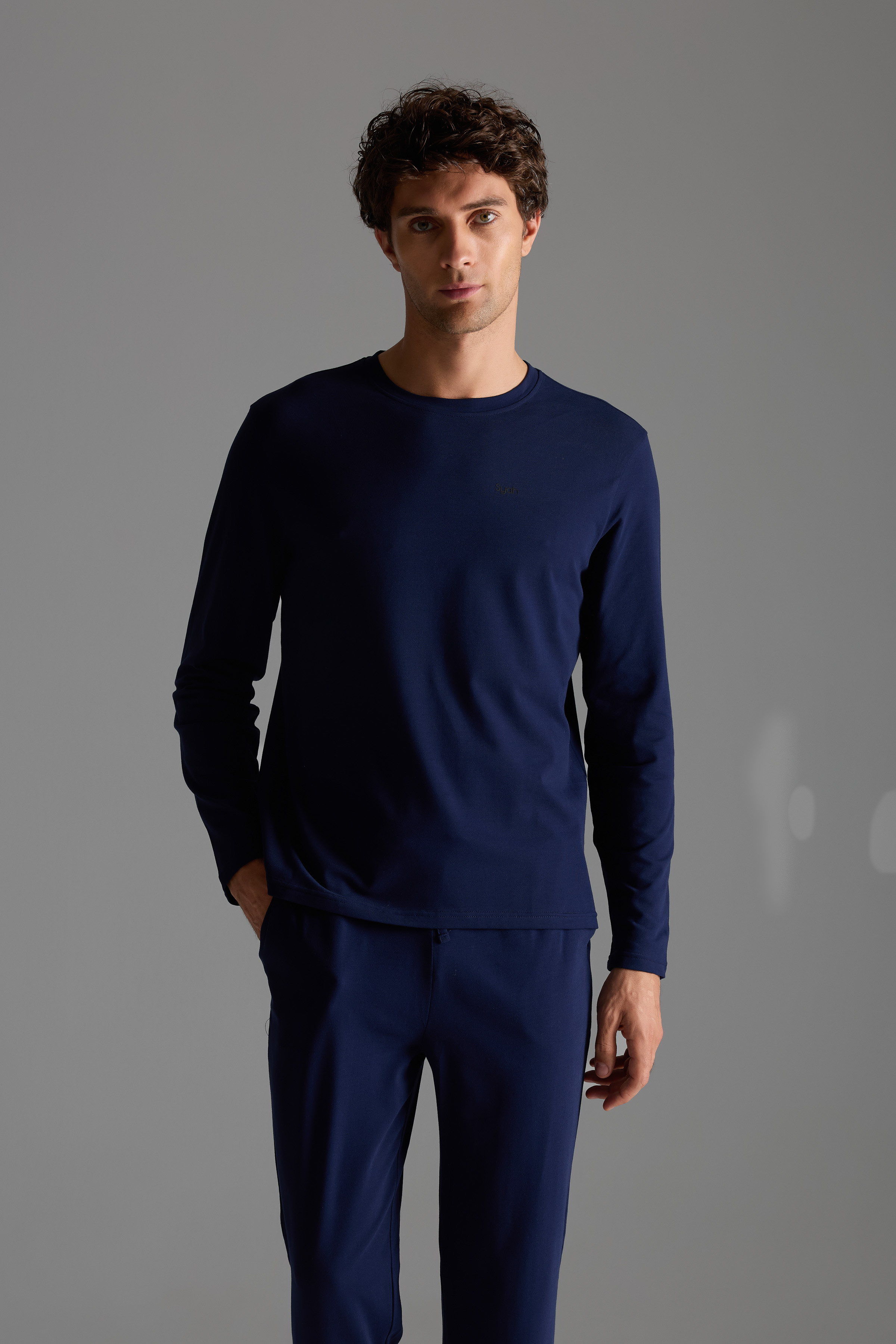 Erkek Pamuklu Uzun Kollu Pijama Üstü