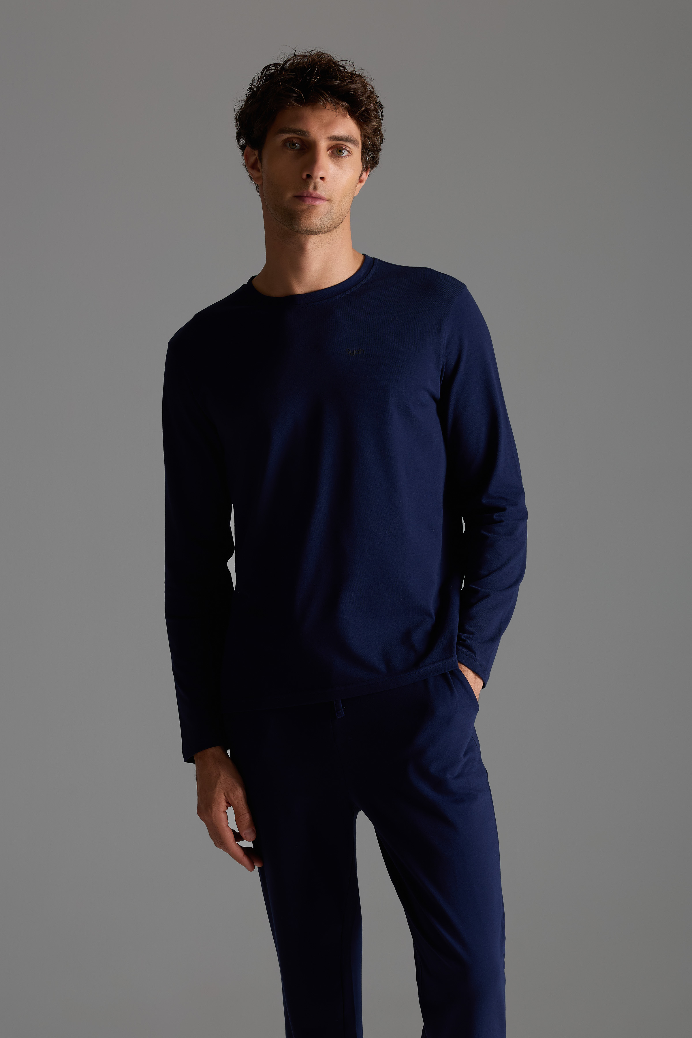 Erkek Pamuklu Uzun Kollu Pijama Üstü