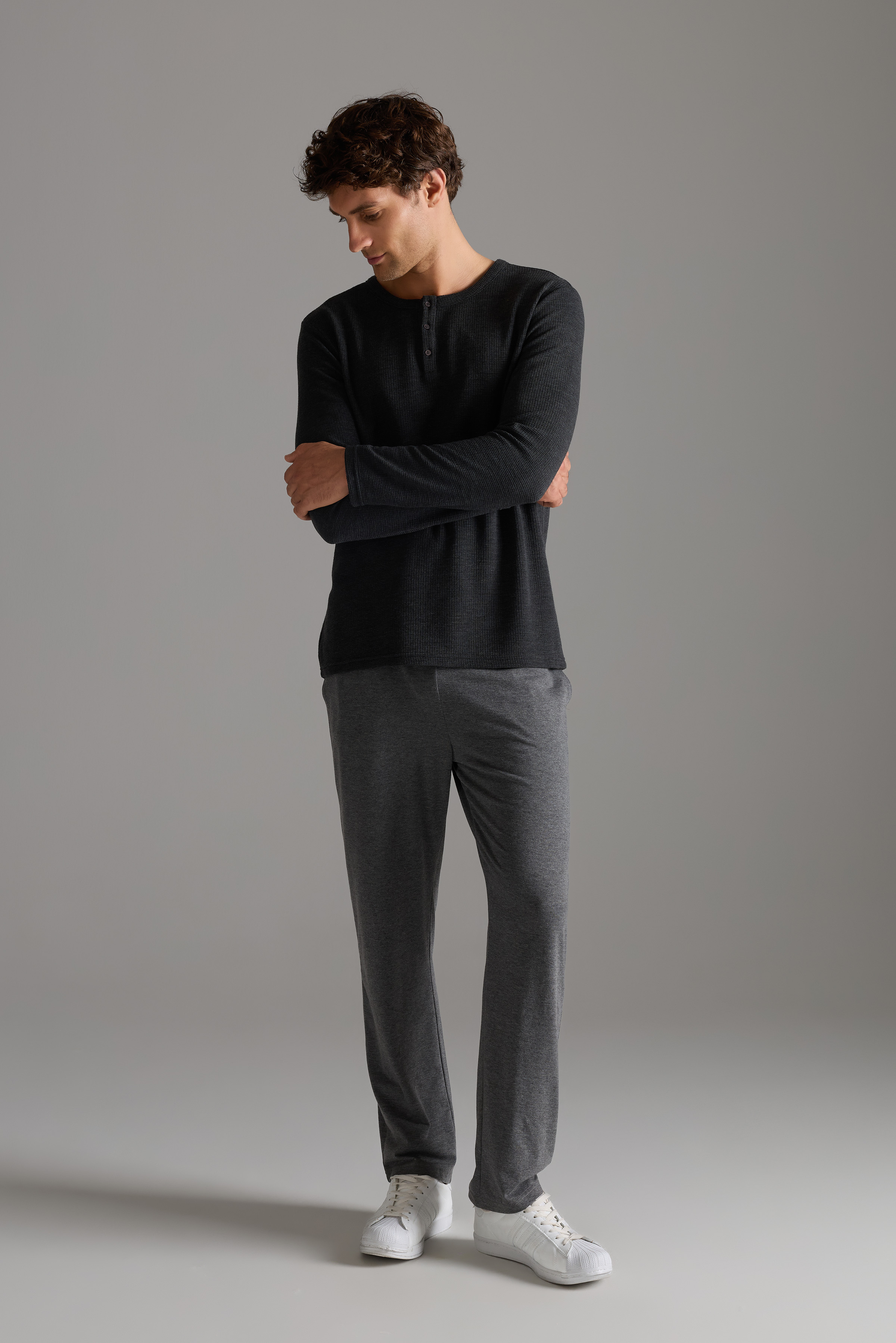 Erkek Petek Dokulu Pamuklu Uzun Takım