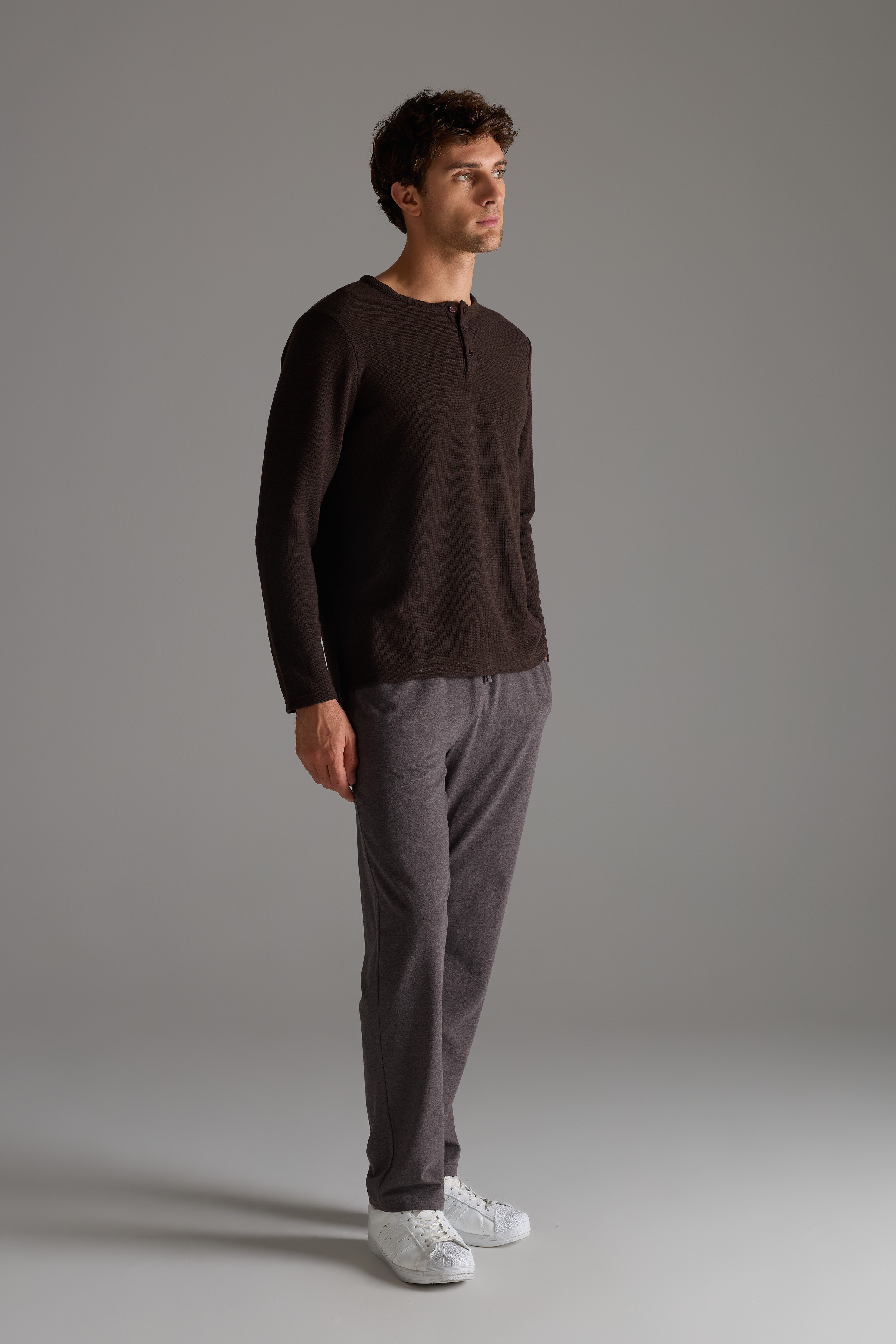 Erkek Petek Dokulu Pamuklu Uzun Takım