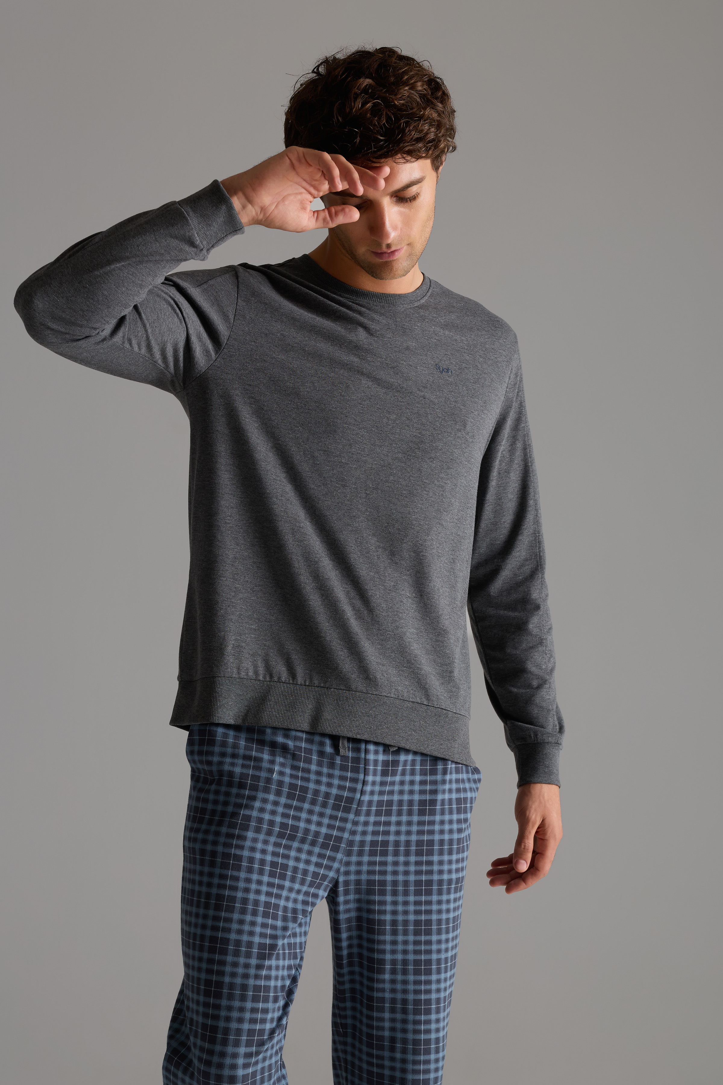 Erkek Pamuklu Uzun Kollu Pijama Üstü