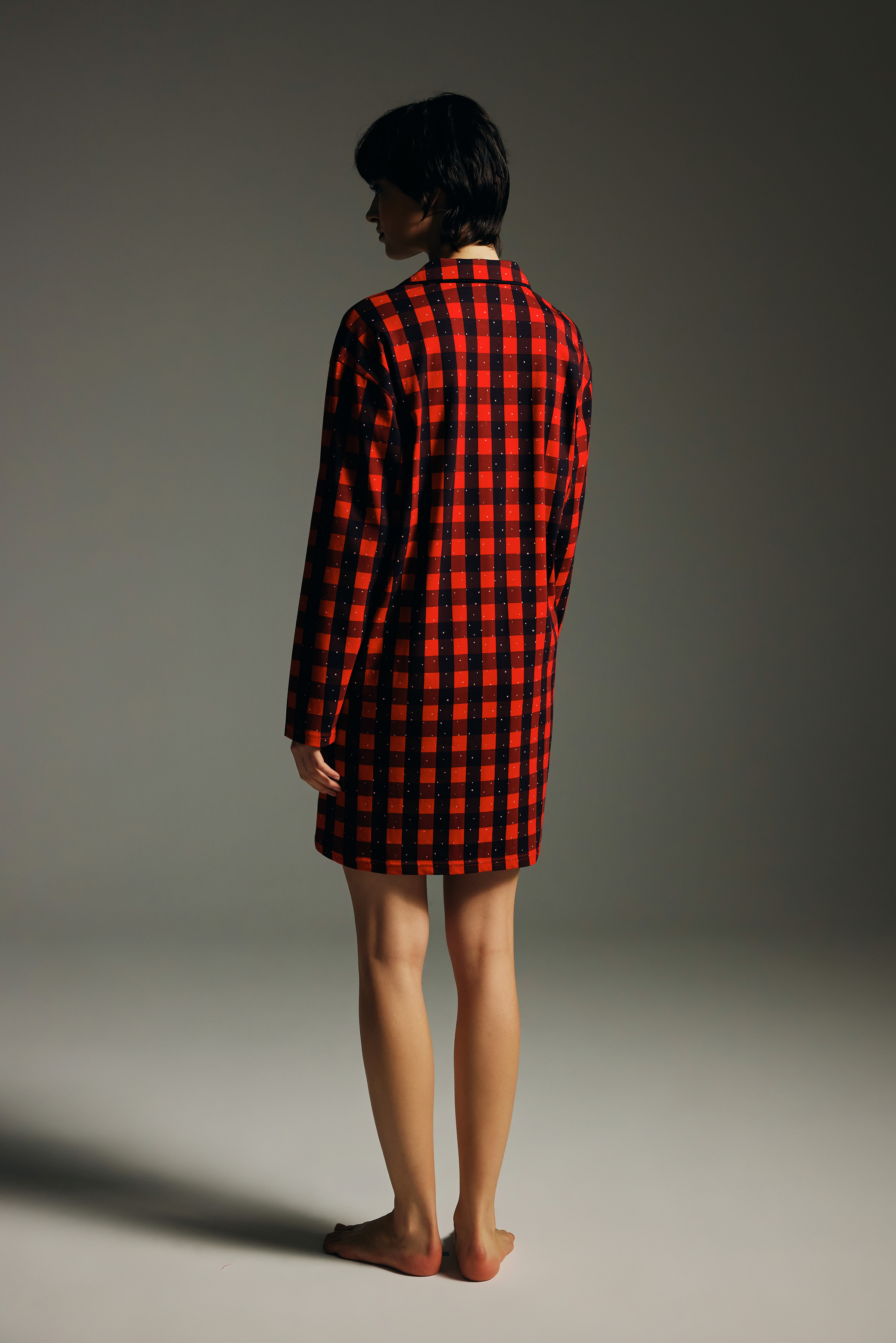 Kadın Pamuklu Uzun Kollu Gömlek Gecelik