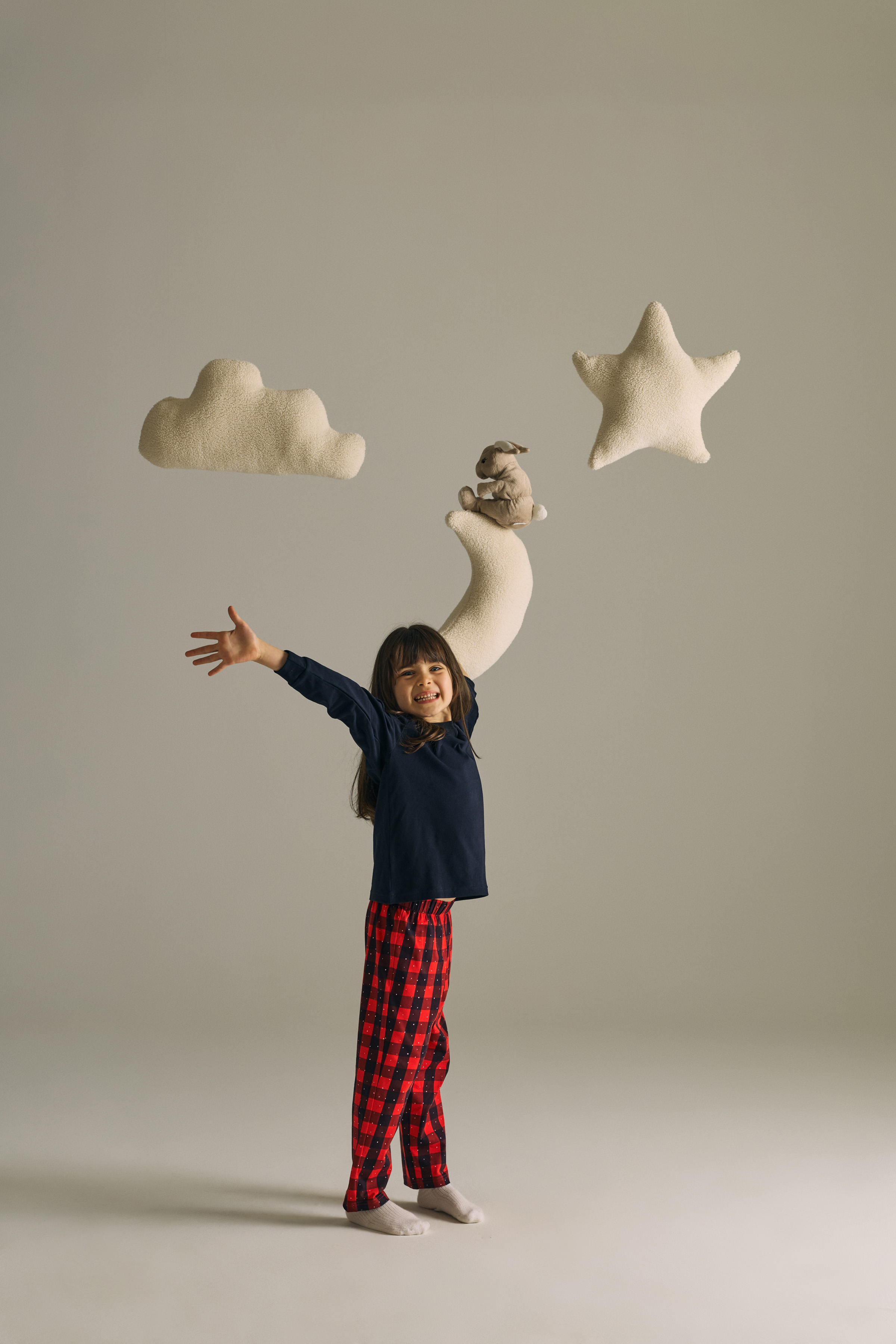 Unisex Çocuk Pamuklu Uzun Reglan Kollu Pijama Takımı