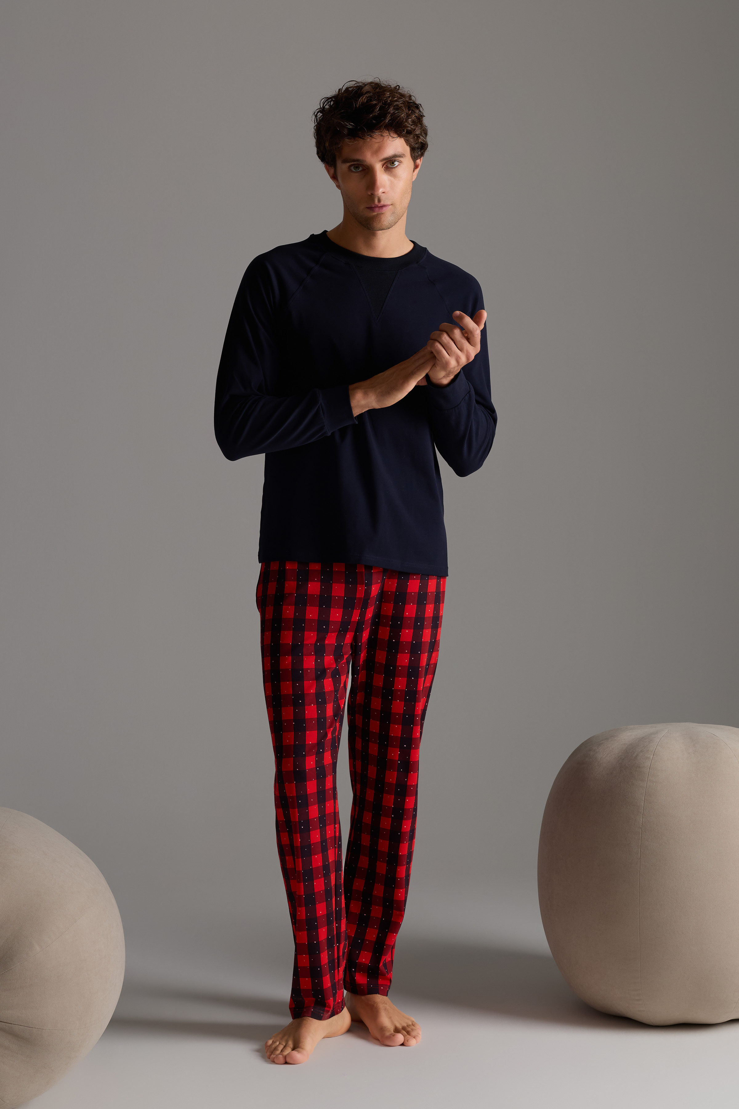 Erkek Pamuklu Uzun Reglan Kollu Pijama Takımı