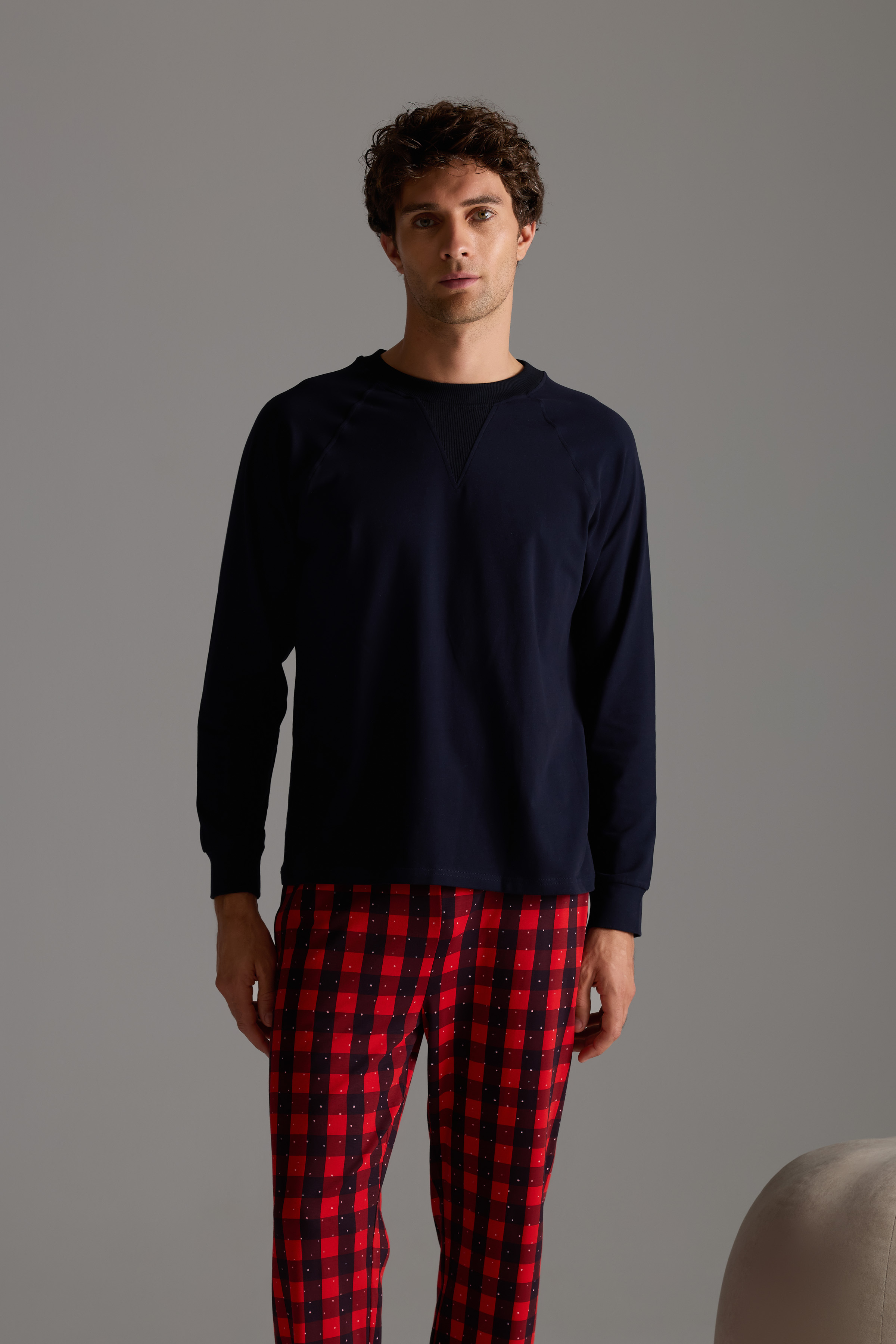 Erkek Pamuklu Uzun Reglan Kollu Pijama Üstü