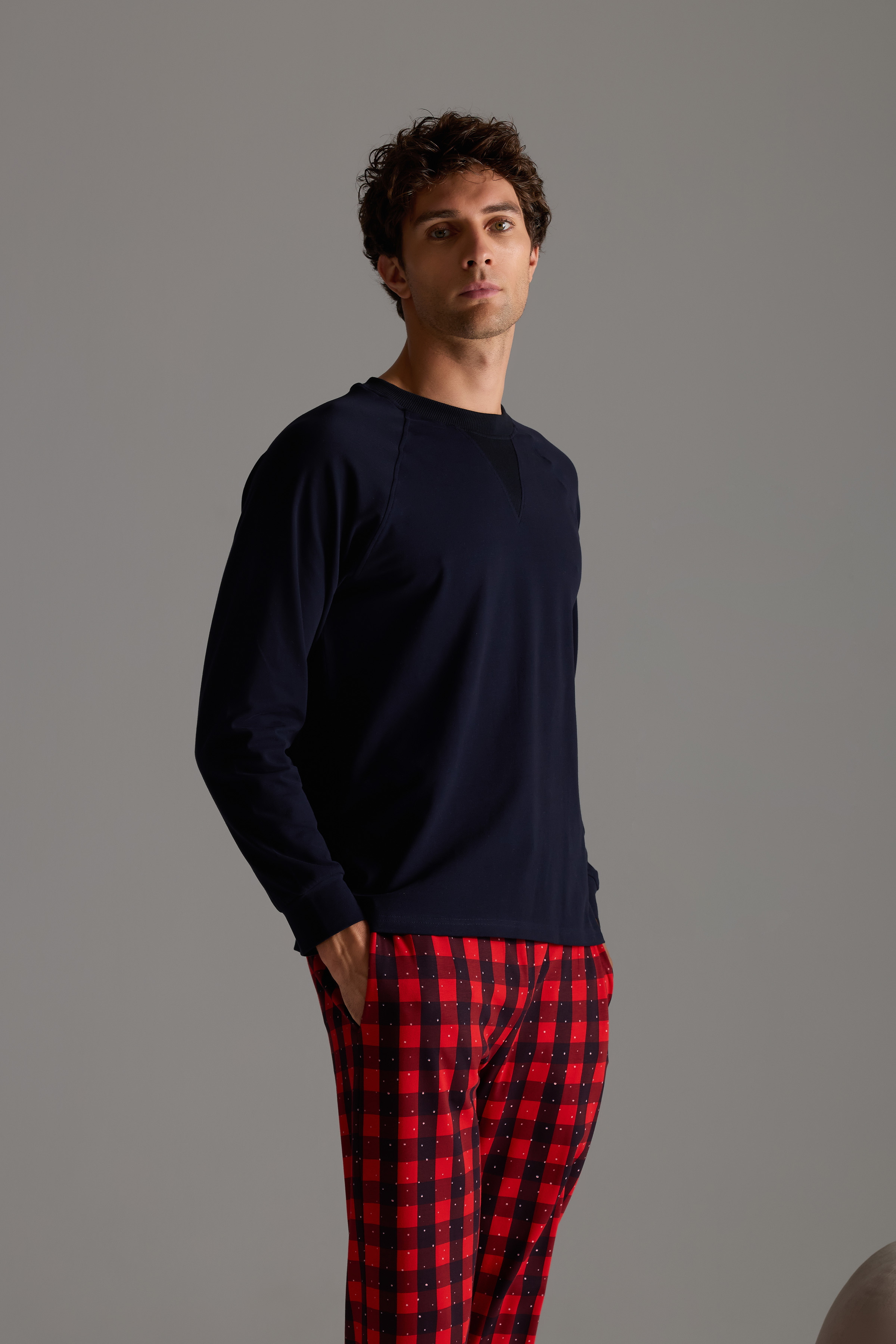 Erkek Pamuklu Uzun Reglan Kollu Pijama Üstü