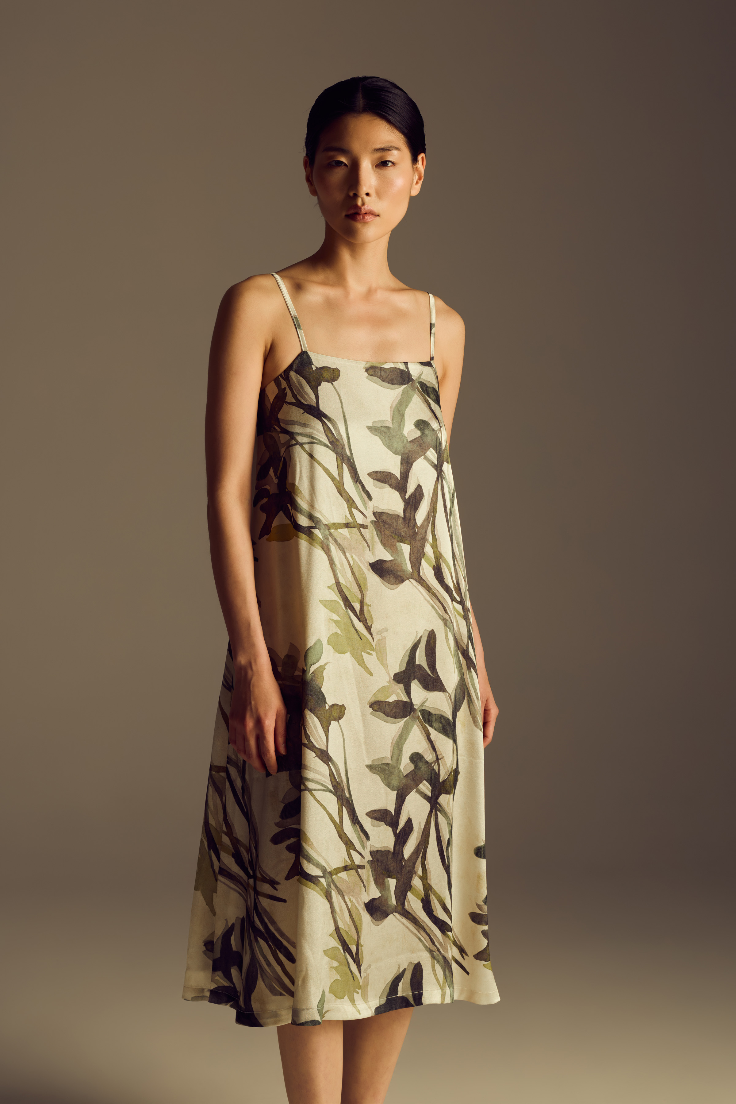 Kadın Vegan Dokuma Ayarlanır İp Askılı Elbise