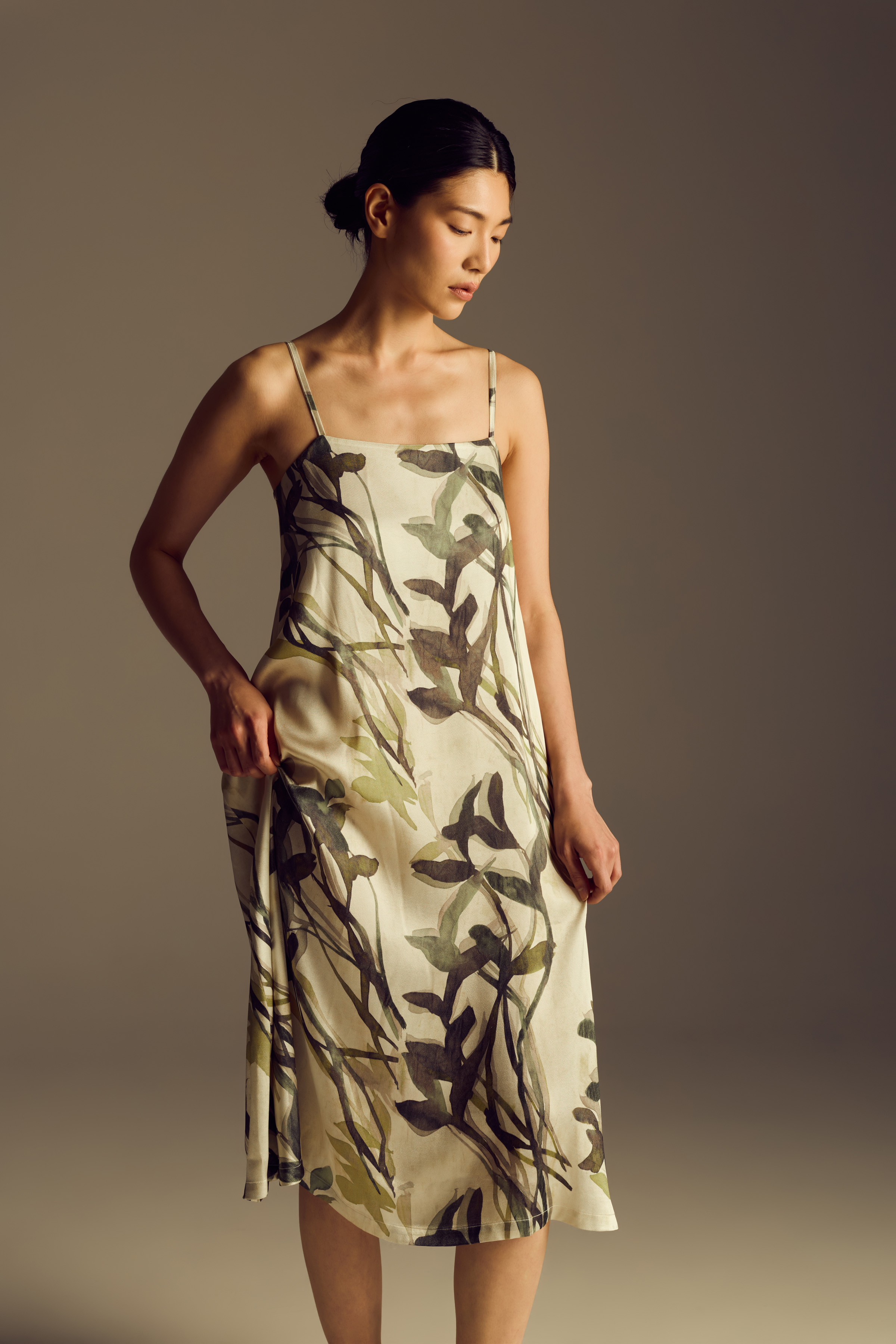 Kadın Vegan Dokuma Ayarlanır İp Askılı Elbise