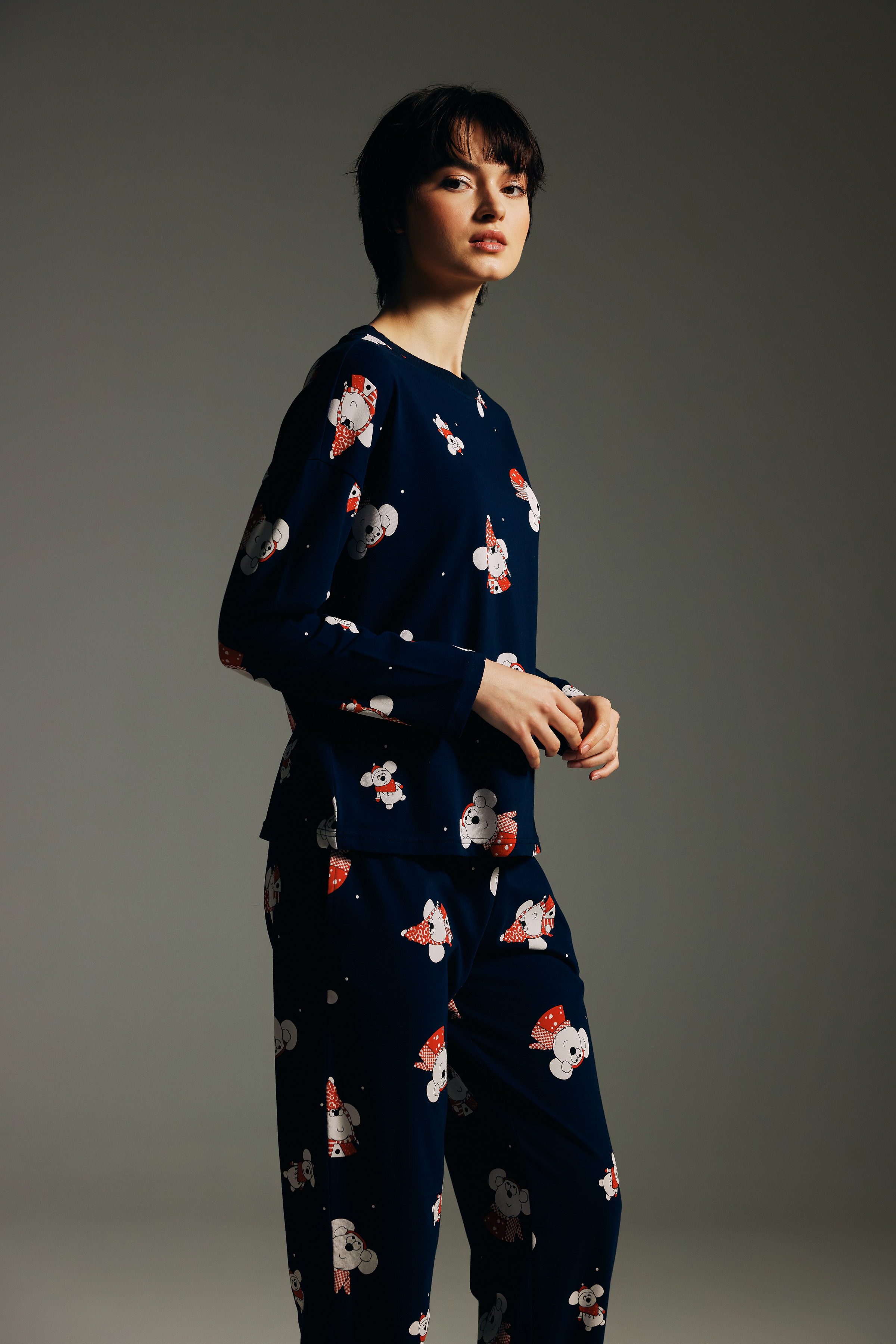 Kadın Pamuklu Uzun Kollu Pijama Takımı