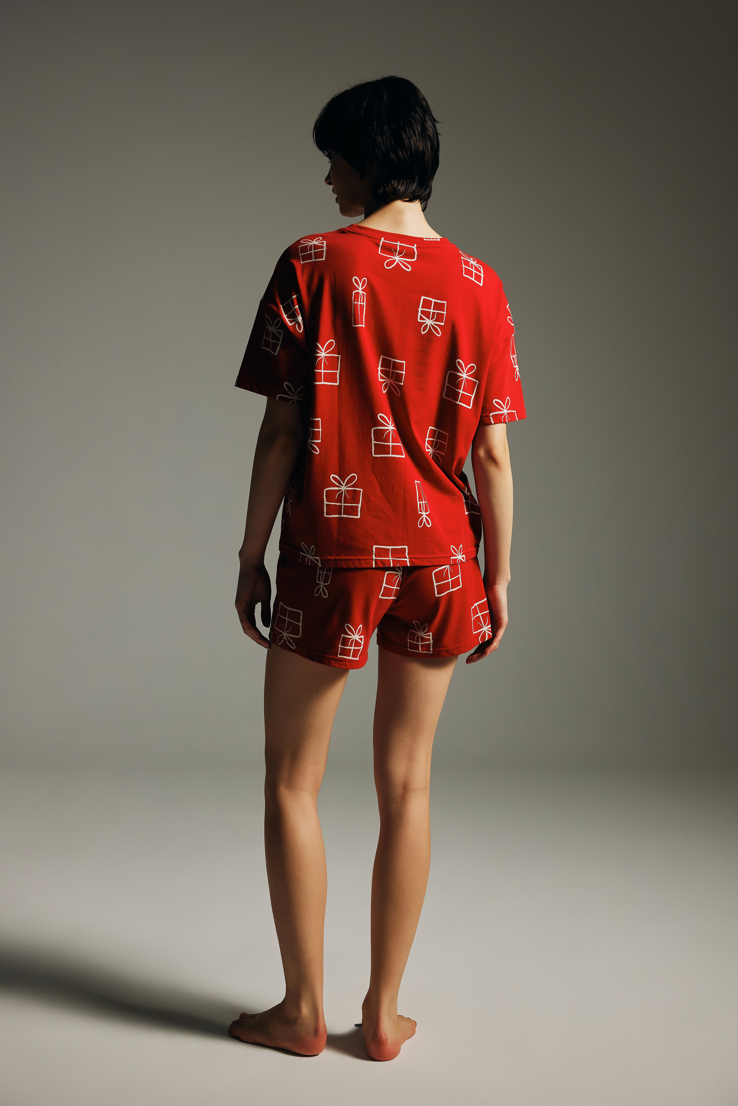 Kadın Pamuklu Kısa Kollu Şortlu Pijama Takımı