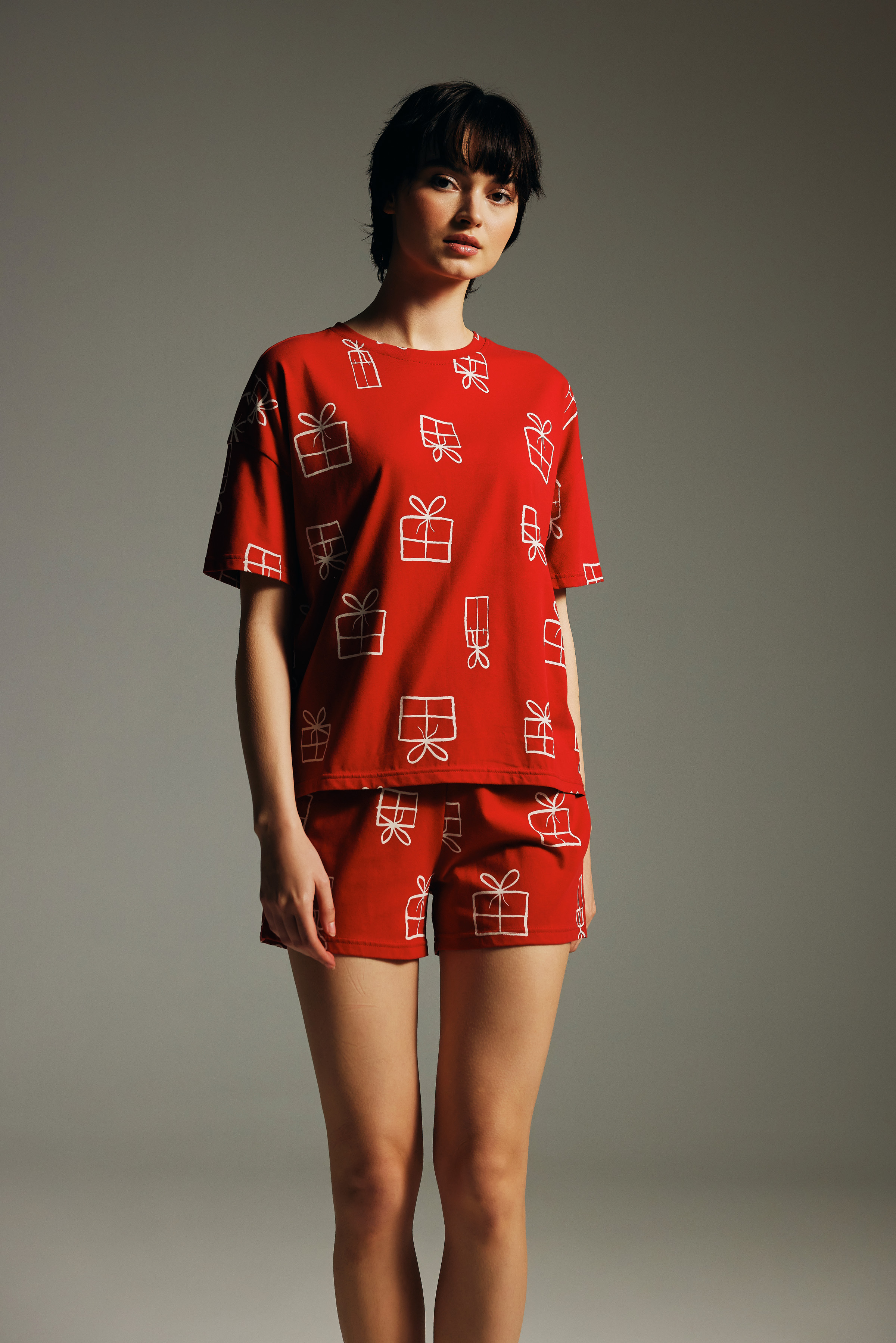 Kadın Pamuklu Kısa Kollu Pijama Üstü