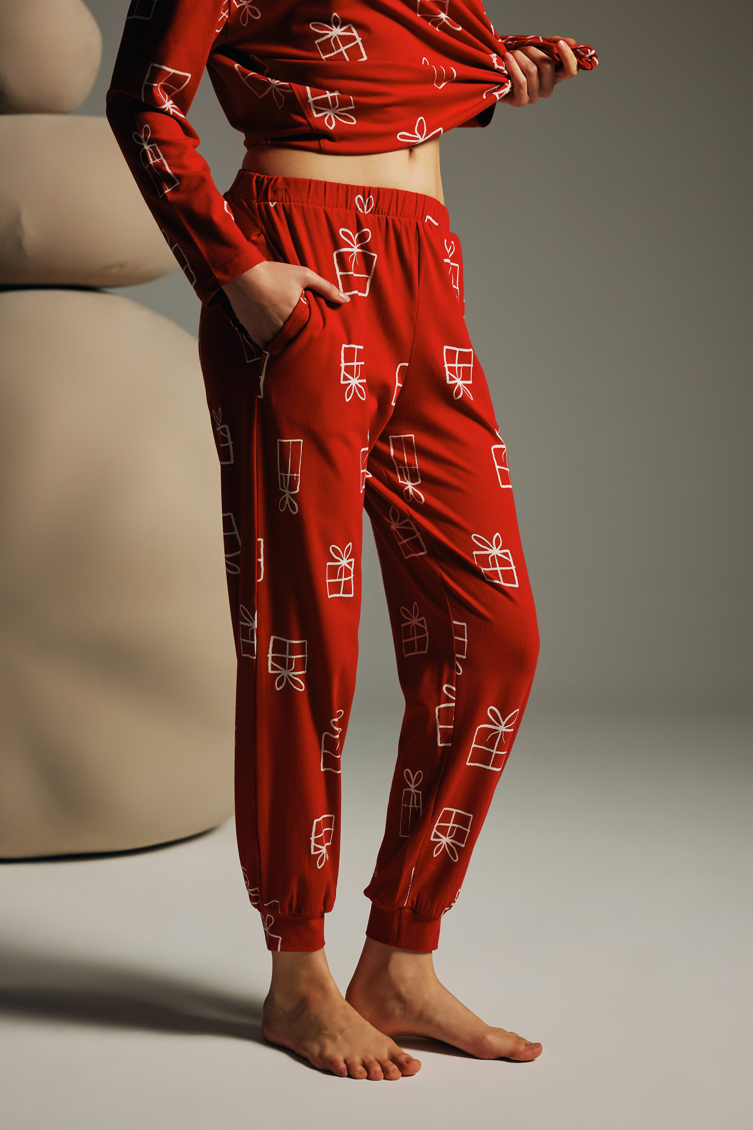 Kadın Pamuklu Cepli Uzun Pijama Altı