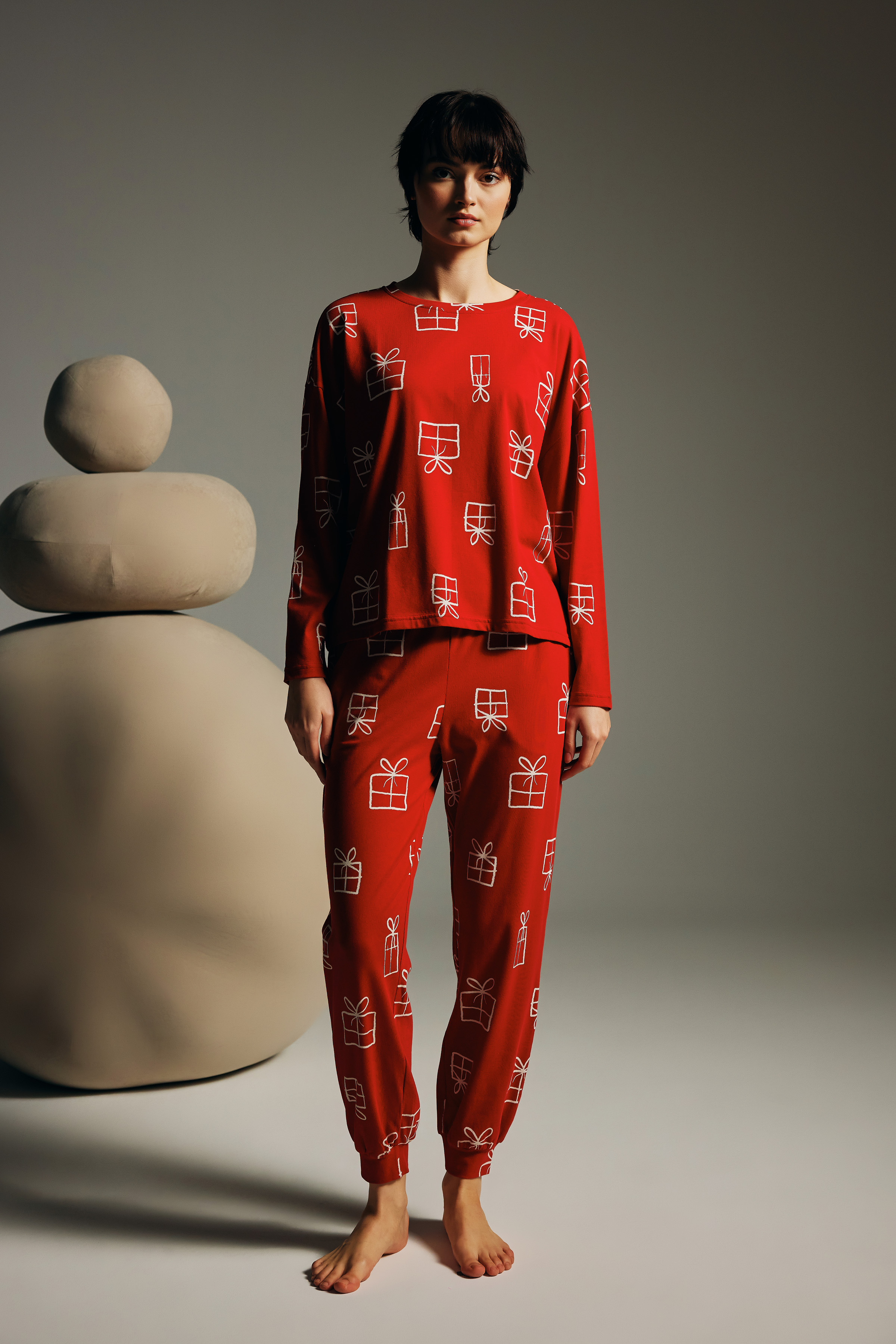 Kadın Pamuklu Cepli Uzun Pijama Altı