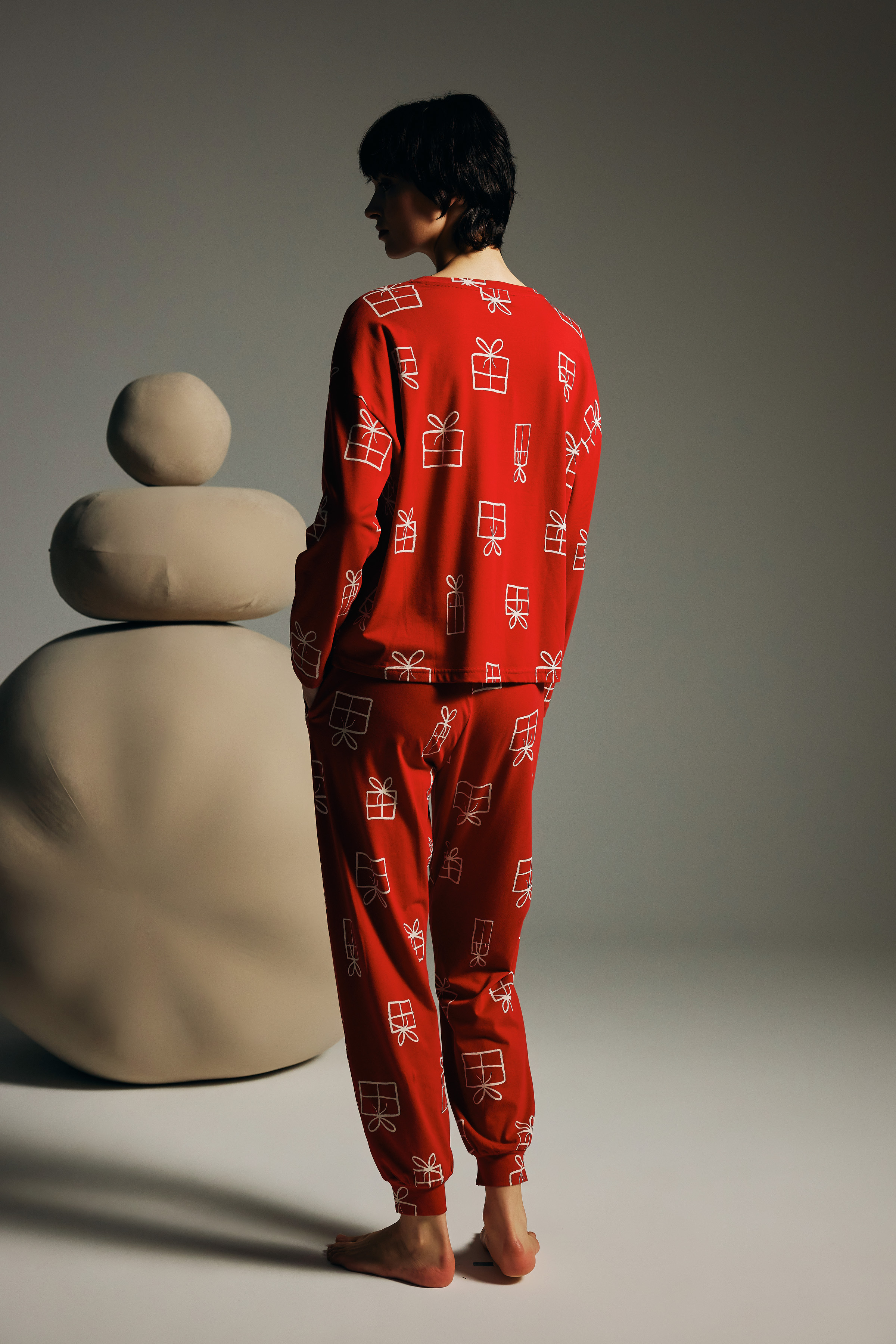 Kadın Pamuklu Uzun Kollu Pijama Takımı