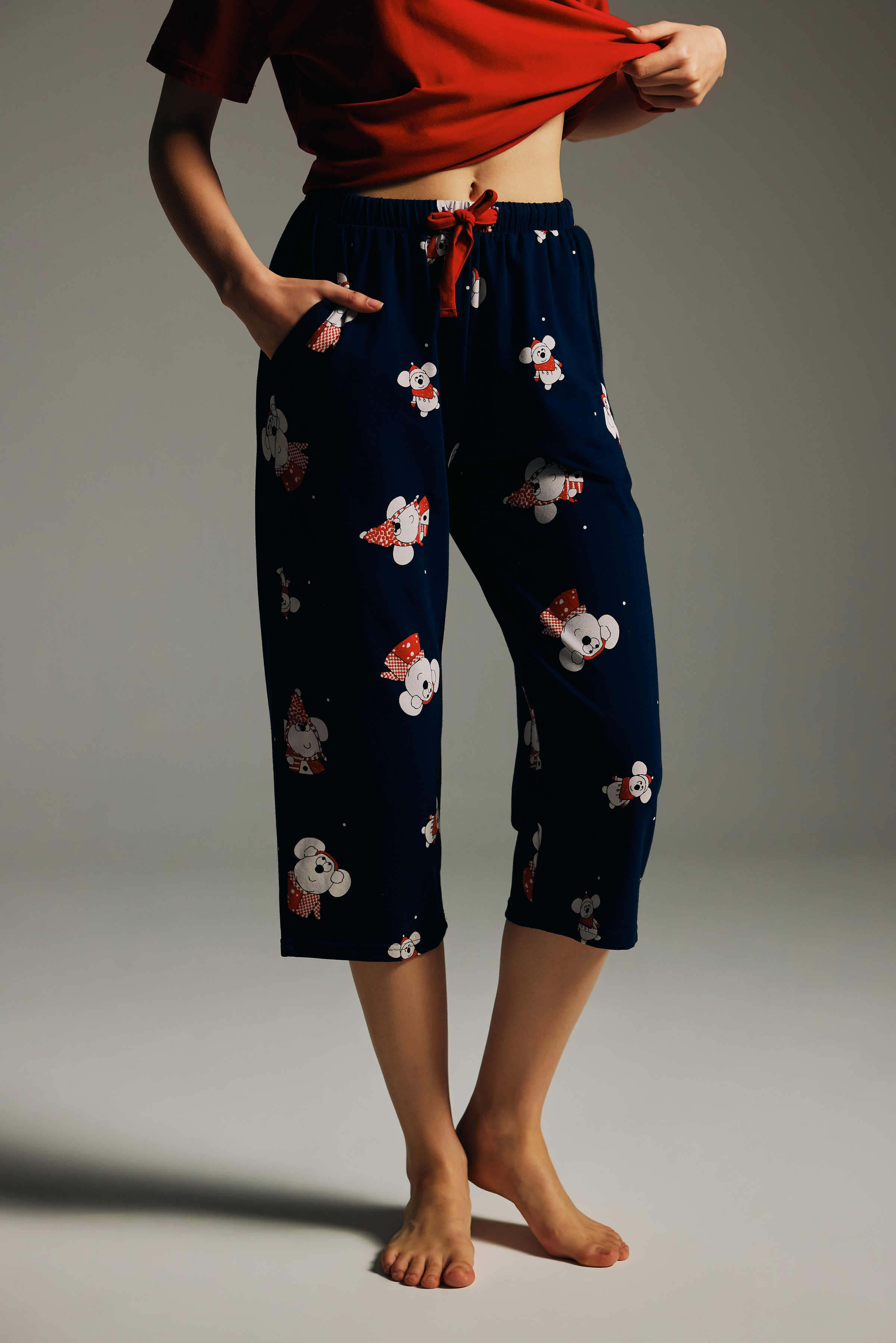 Kadın Pamuklu Kısa Kollu Kapri Pijama Takımı