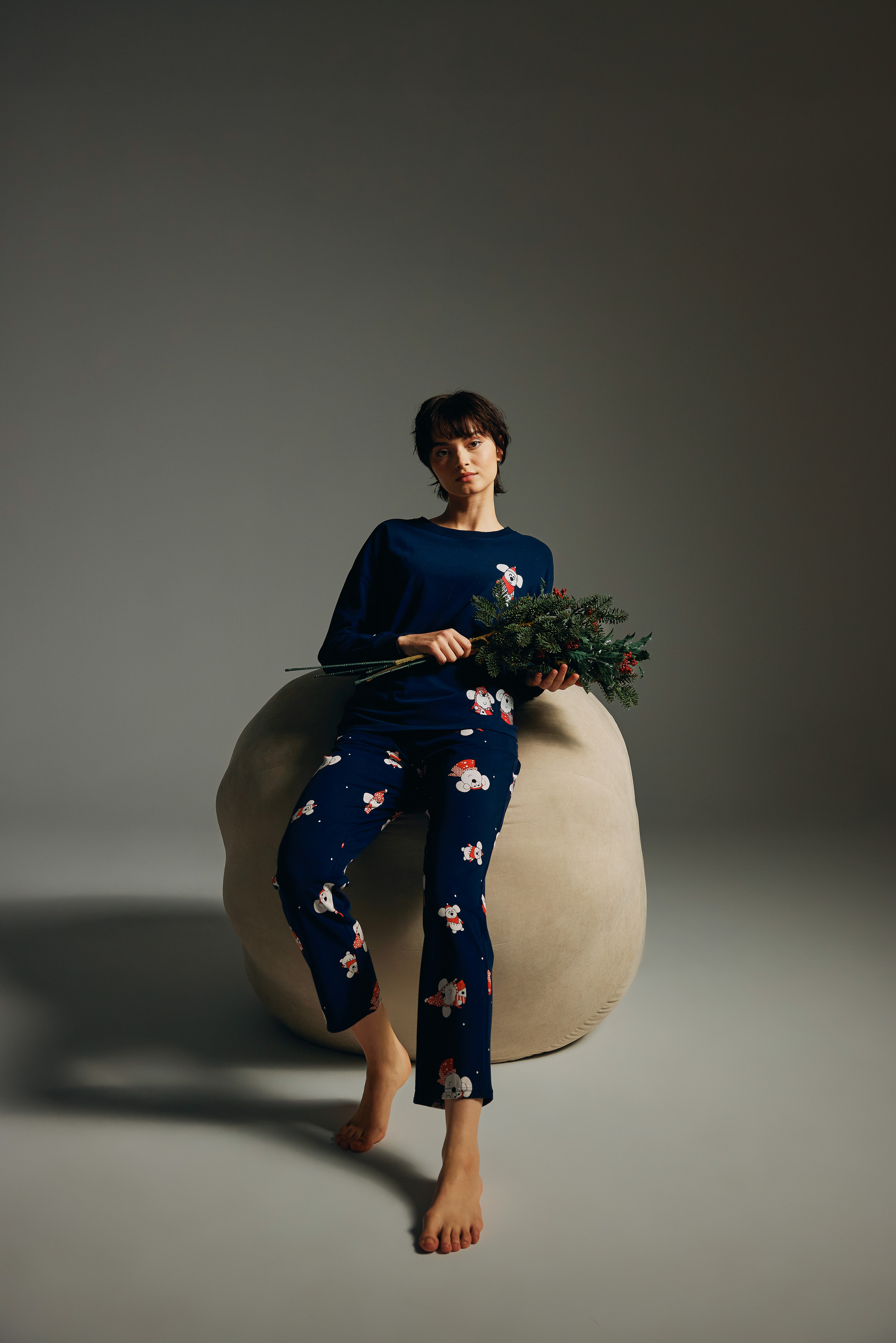 Kadın Pamuklu Uzun Kollu Pijama Takımı